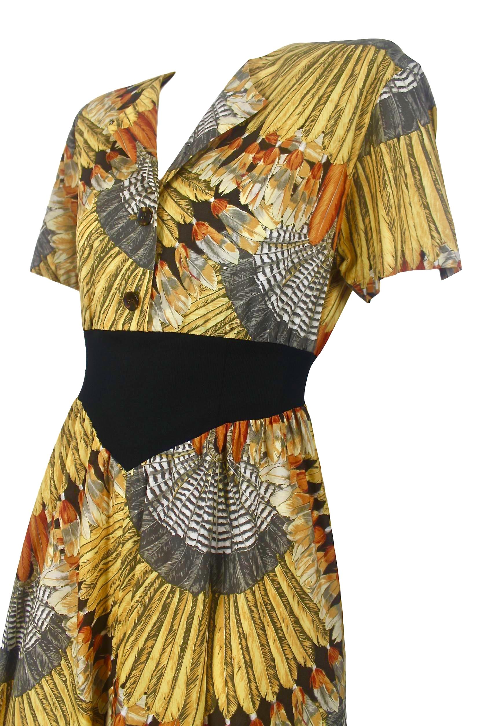 Sorelle Fontana Feather Print Dress For Sale 1