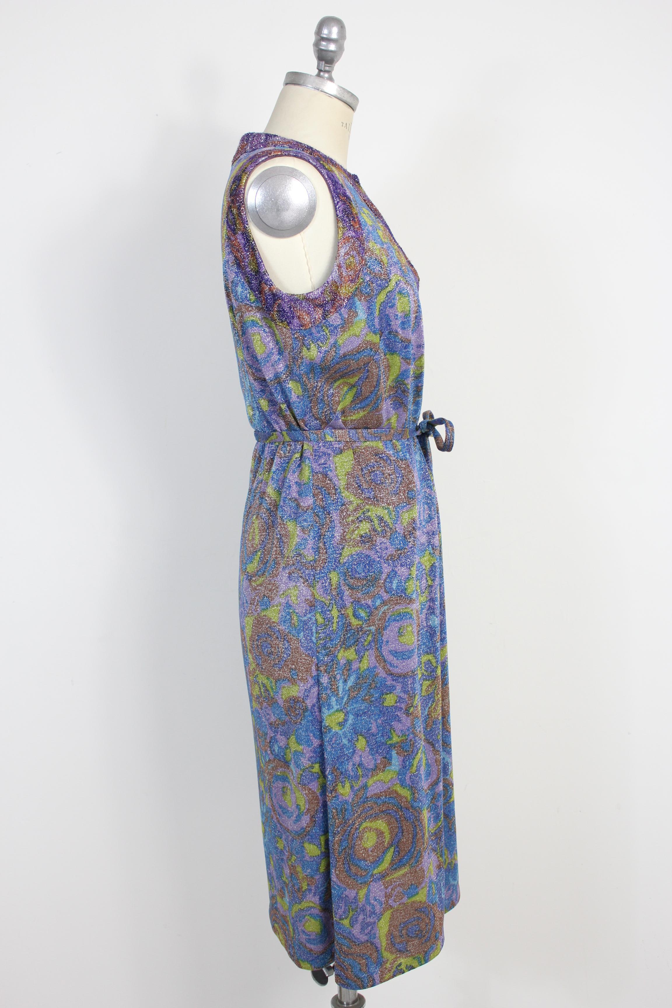 Sorelle Fontana Vestido Vintage Fiesta Cóctel Lana Lamè Azul Años 60 Gris