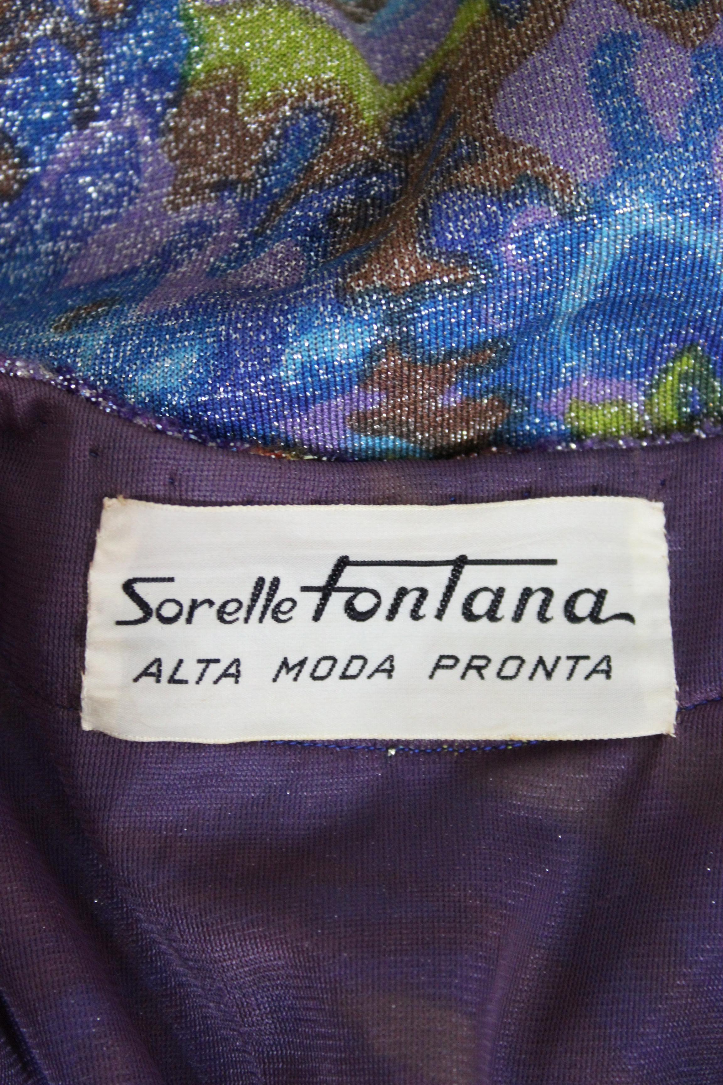 Sorelle Fontana Vintage Dress Blue Lamè Wool Cocktail Party 1960s In Excellent Condition In Brindisi, Bt