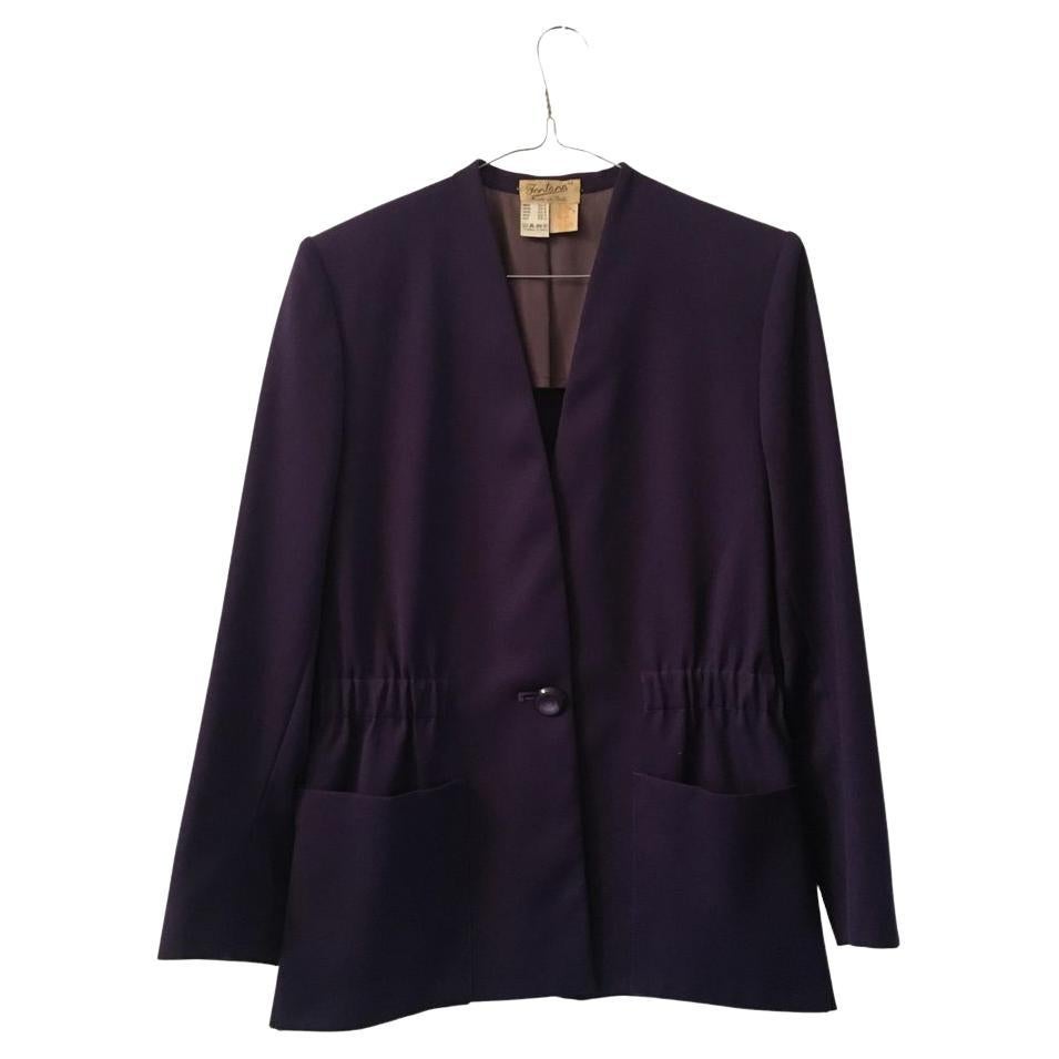 Sorelle Fontana Vintage Wool Blazer in Purple For Sale