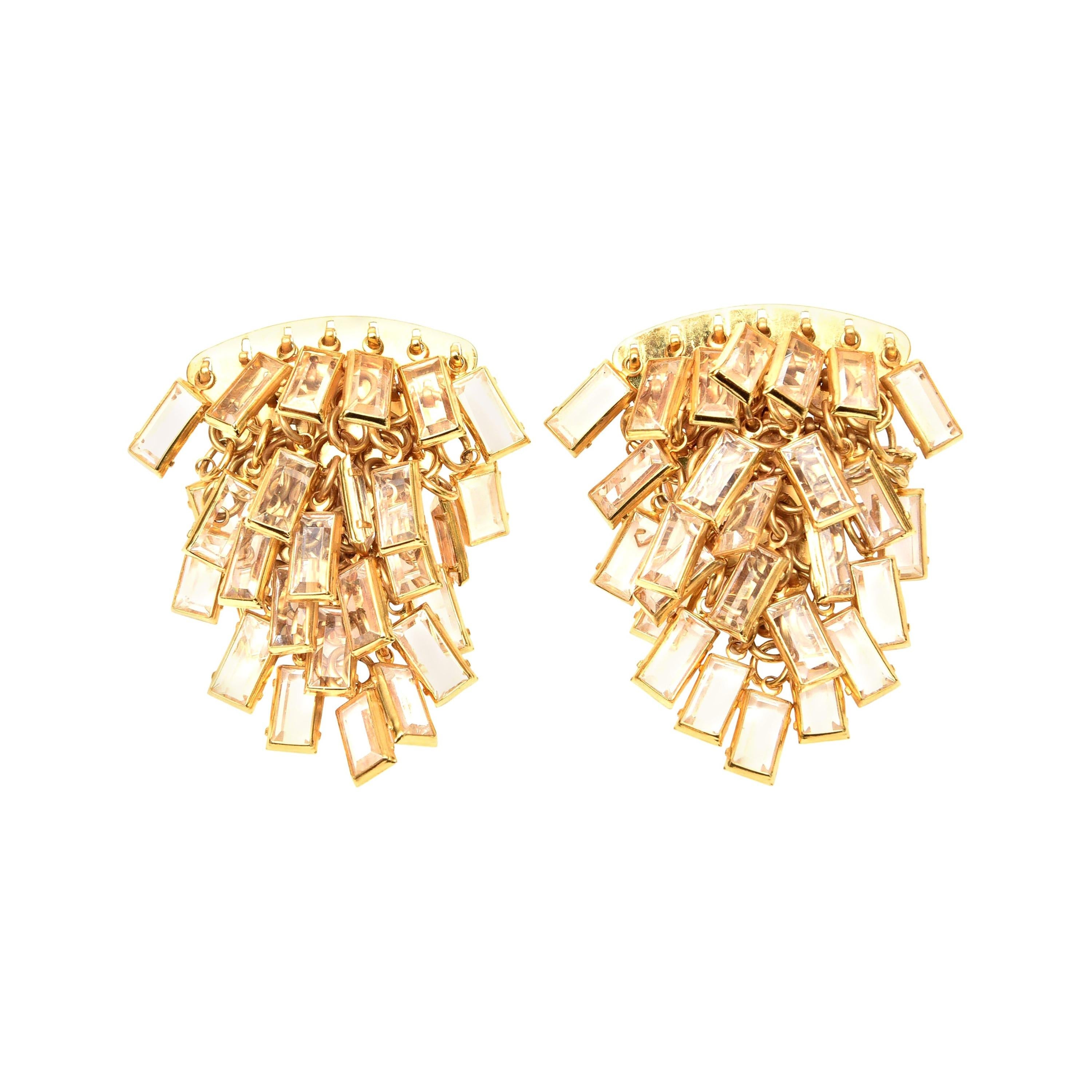 Sorelli - Boucles d'oreilles en verre Cascade Sculptural Clips Vintage