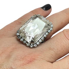 SORELLI signed silver tone with glass stones designer runway ring