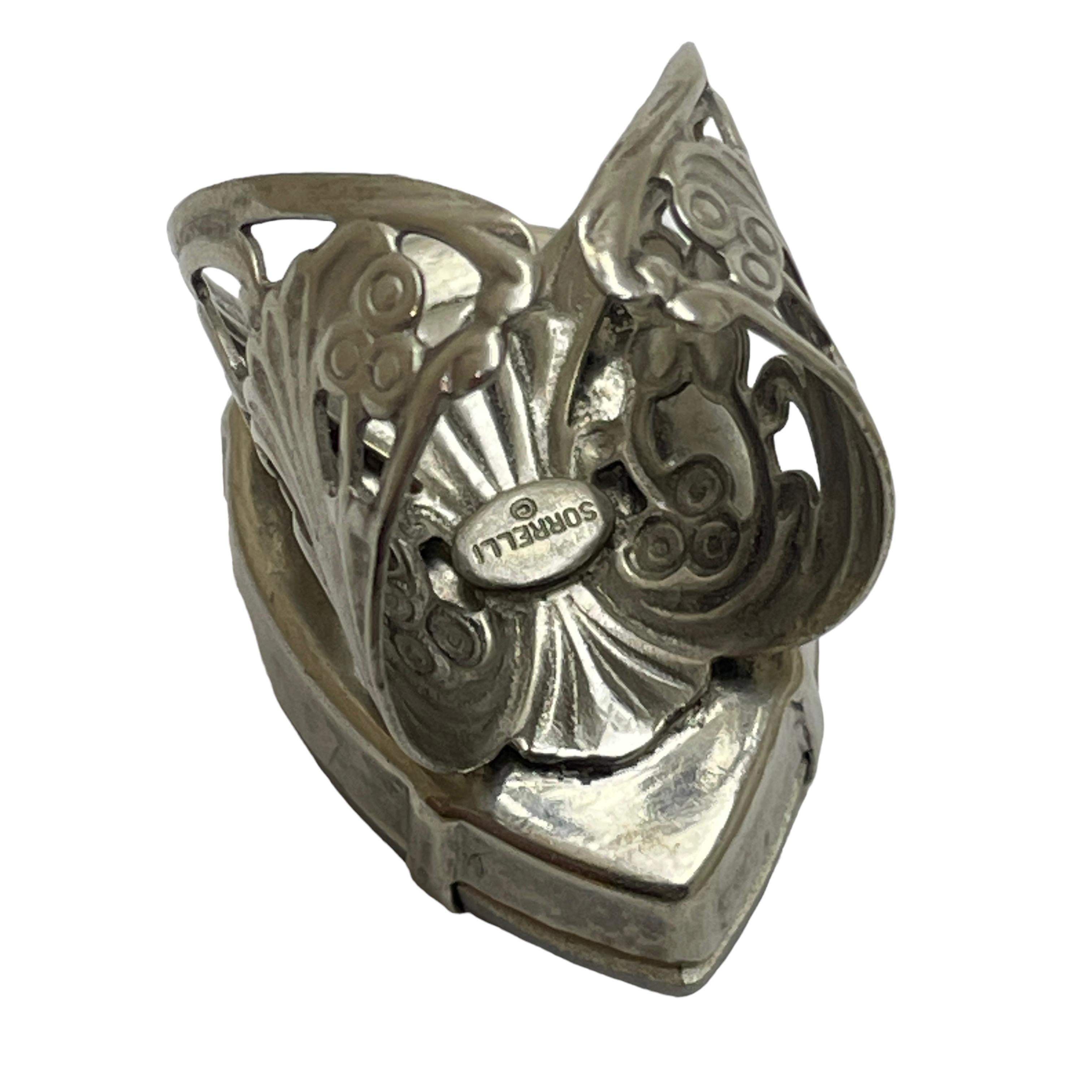 SORELLI Designer-Laufstegring aus signiertem Silber mit Glassteinen im Zustand „Gut“ im Angebot in Palos Hills, IL