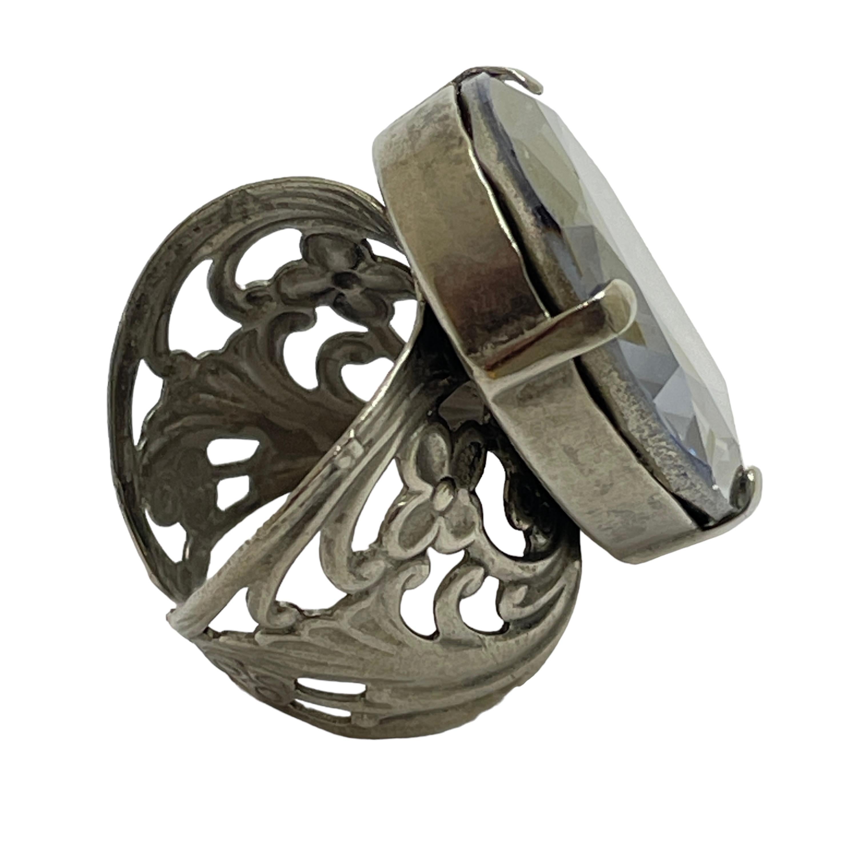 SORELLI Designer-Laufstegring aus signiertem Silber mit Glassteinen für Damen oder Herren im Angebot