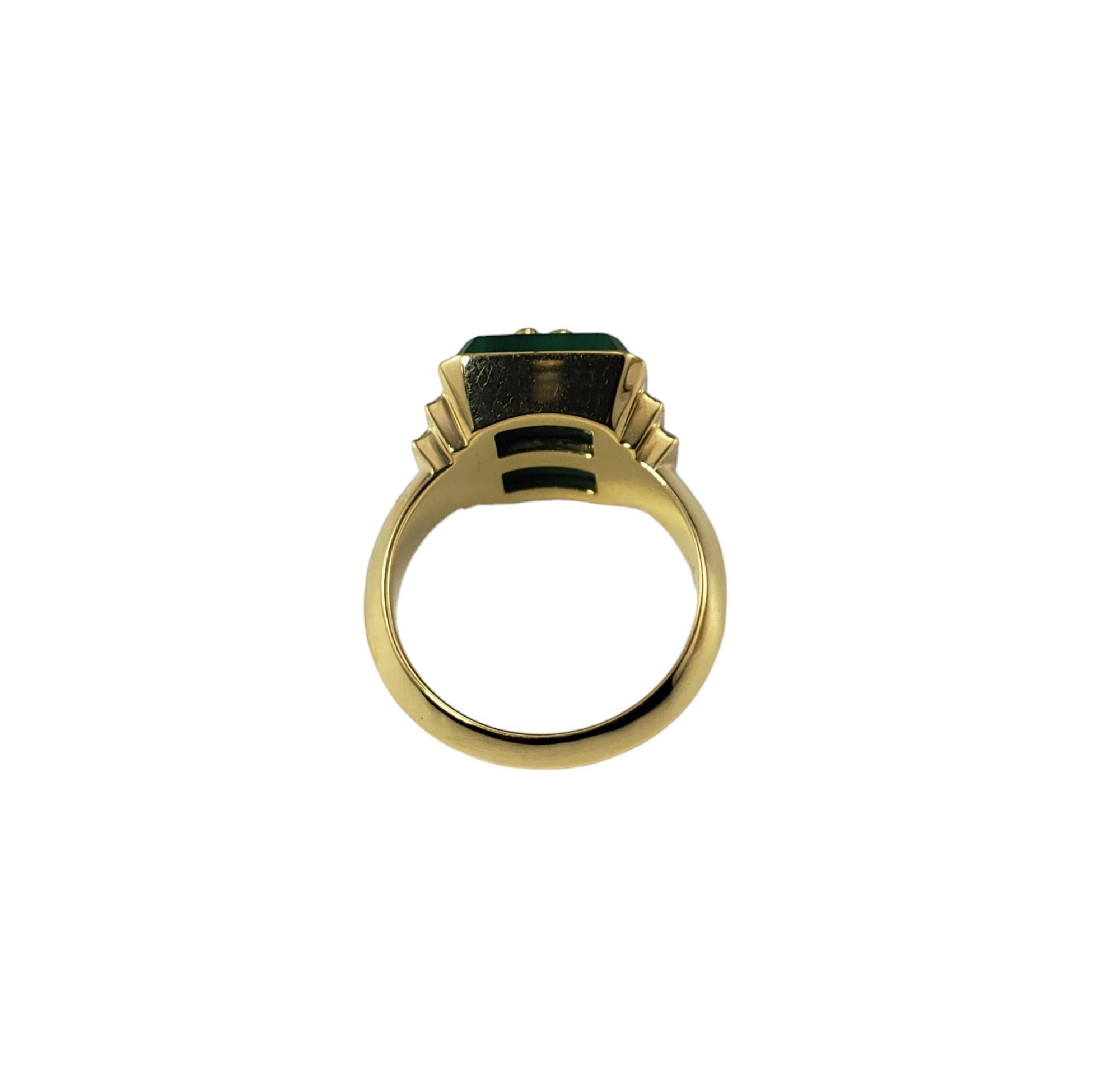 Women's Sorellina 18K Yellow Gold Malachite & Diamond Clover Ring Size 5.25 #17732 For Sale