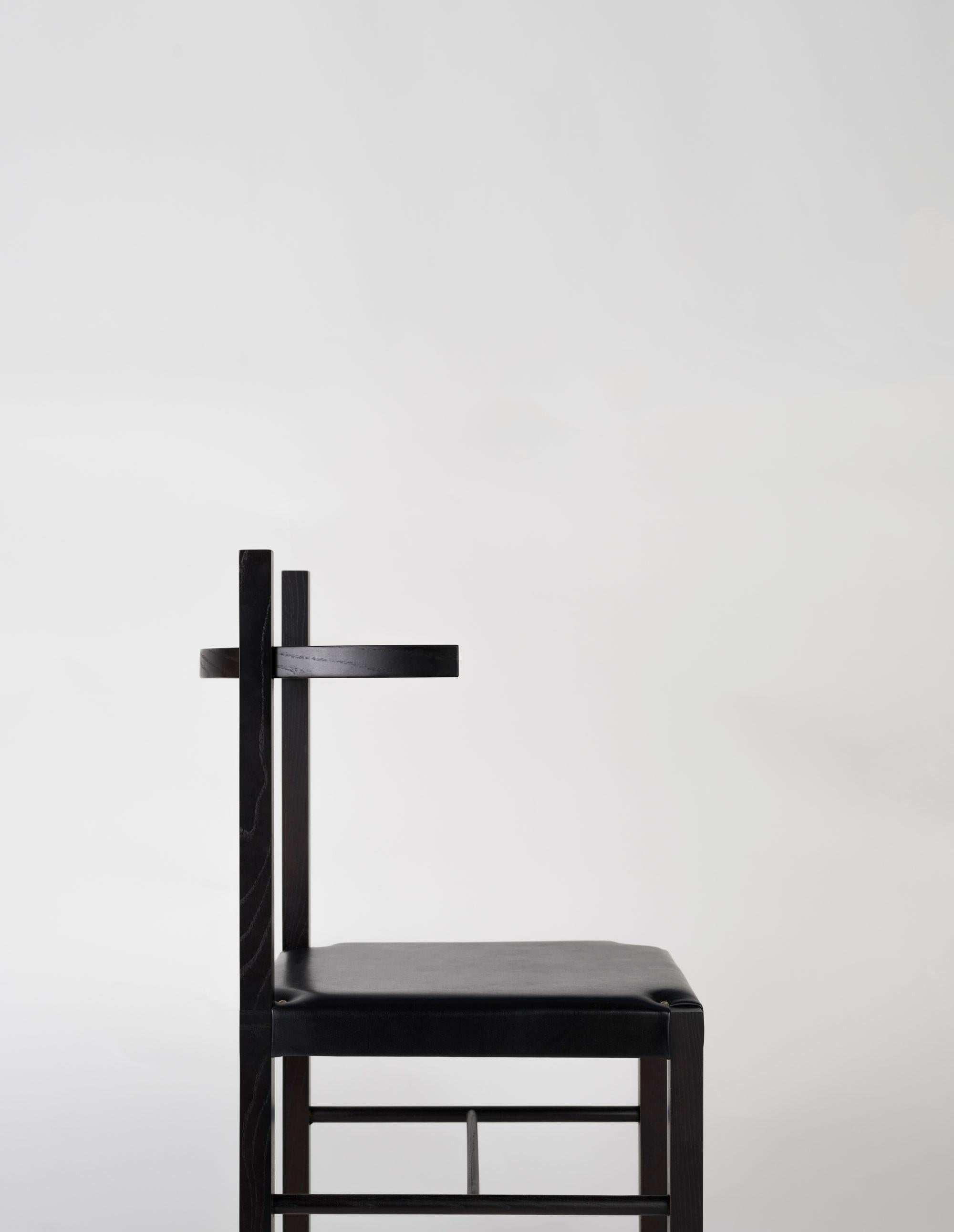 American Soren Chair in Ebony Ash and Black Leather