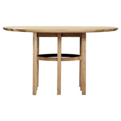 Soren Dining Table in Matte White Oak and Black Leather