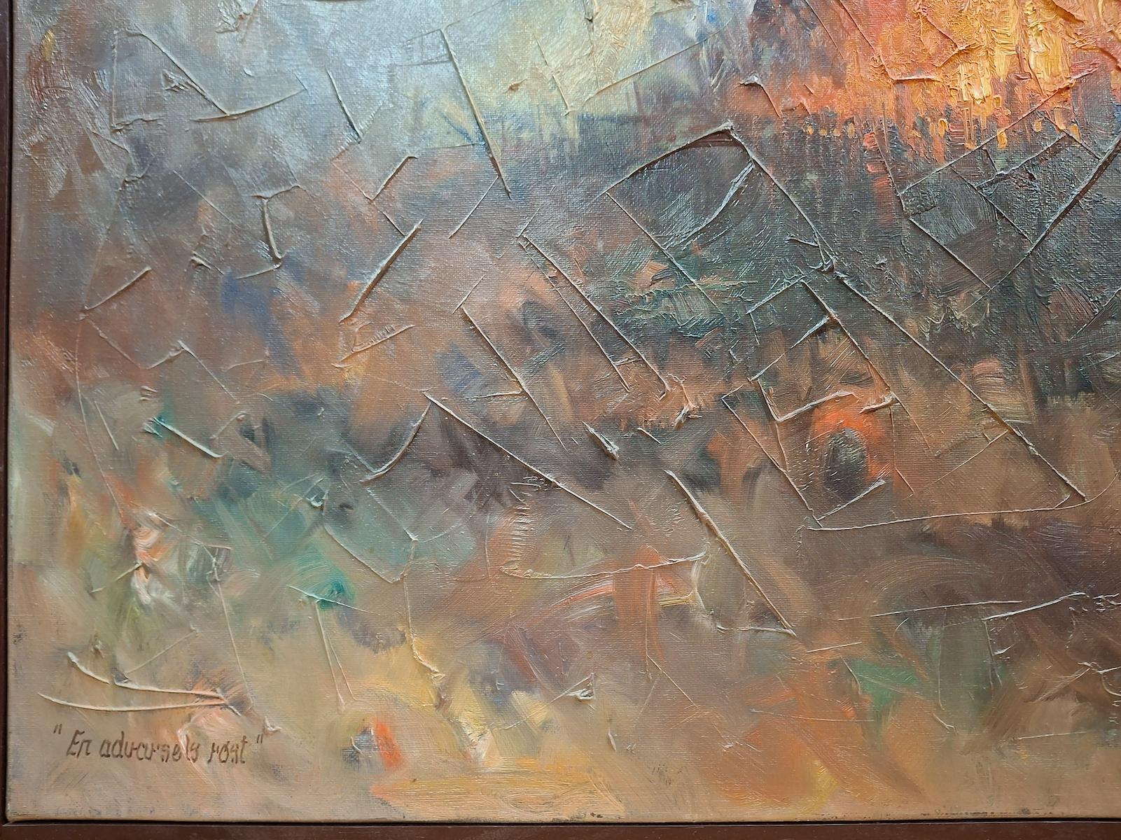 A Warning - Gray Abstract Painting by Soren Edsberg