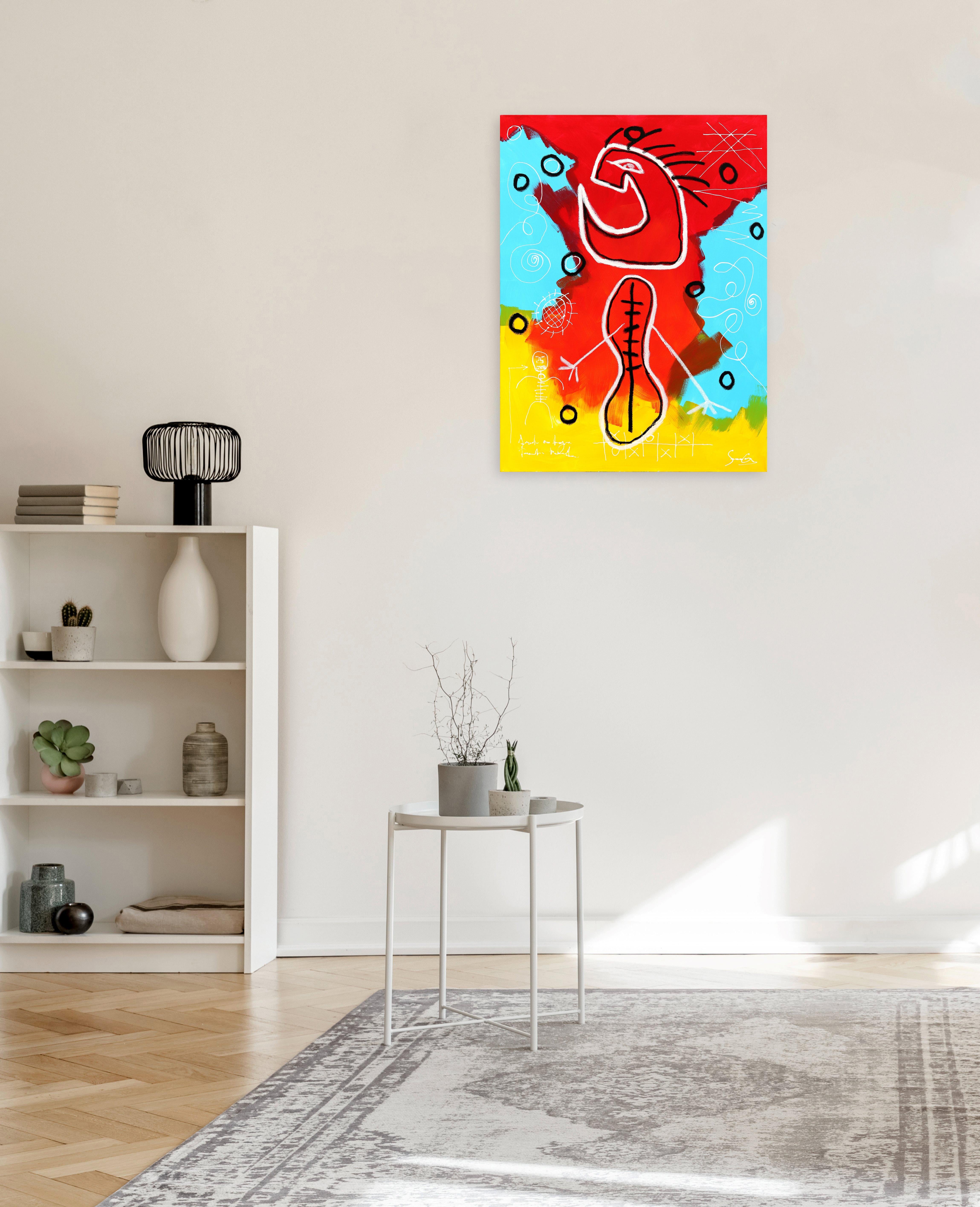 With cultural icons and world events acting as inspiration, artist Soren Grau strives to communicate meaning through figures and colors. He paints in a street art-inspired Neo-expressionist style inspired by artists such as Keith Haring and