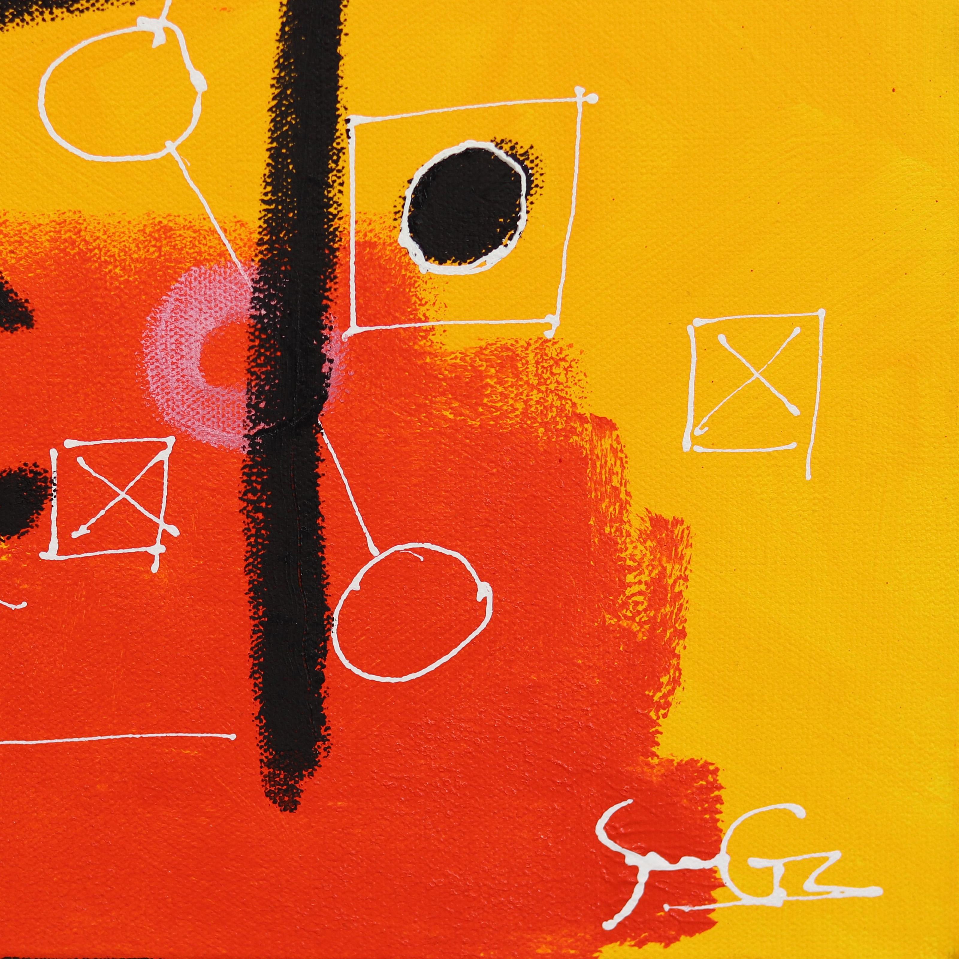 Hard Day - Pintura figurativa roja anaranjada inspirada en Basquiat en venta 3