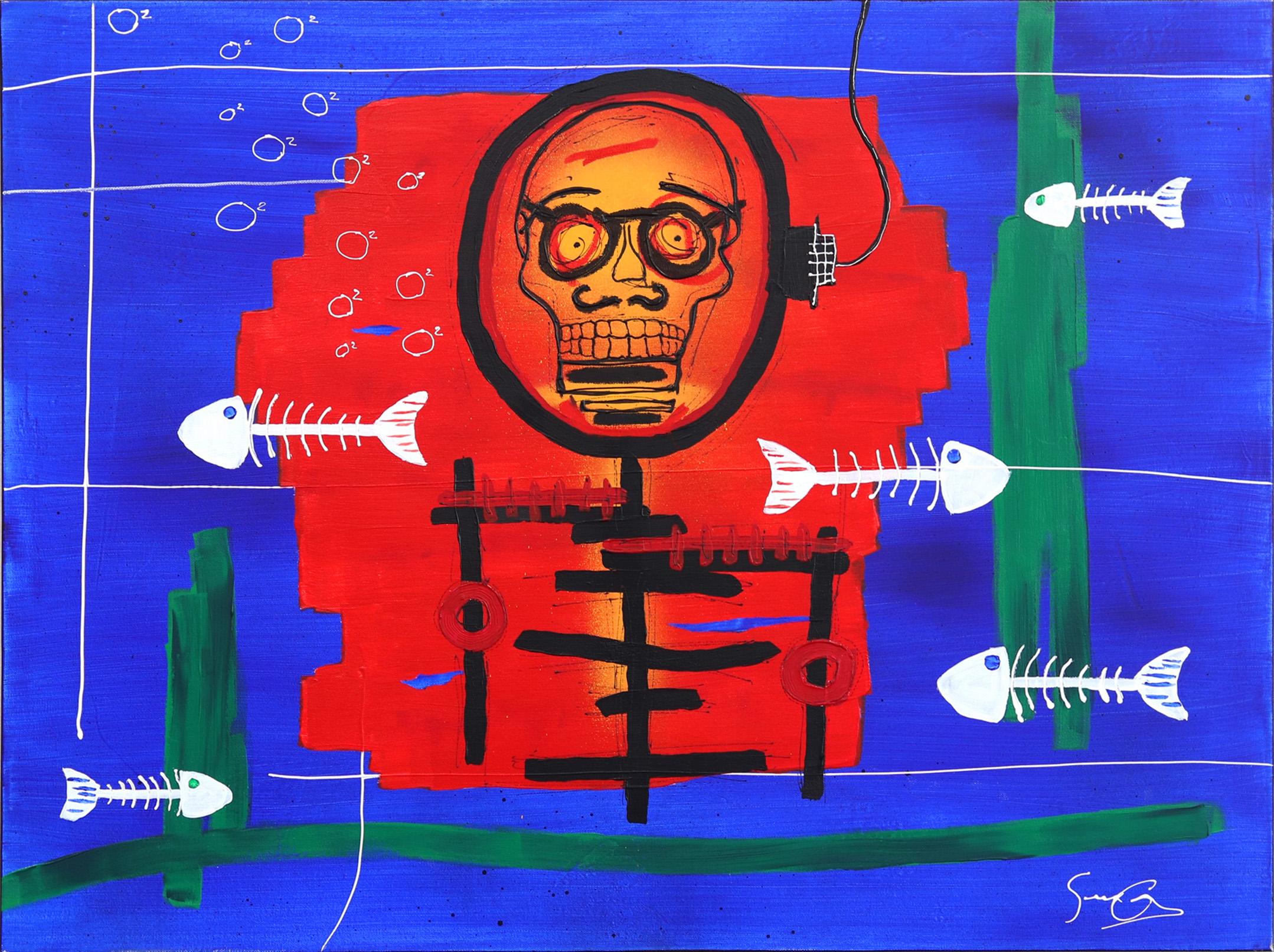 Soren Grau Figurative Painting – Hipster Fischen