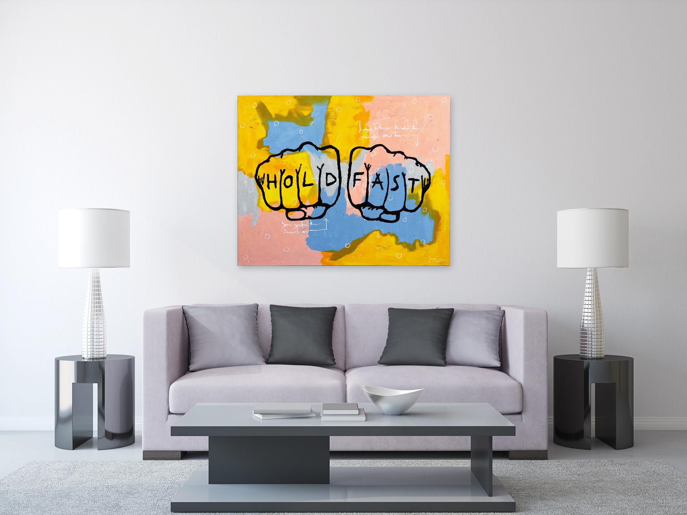 Hold Fast XL - Large Original Painting on Canvas - Ready to Hang - Orange Figurative Painting by Soren Grau