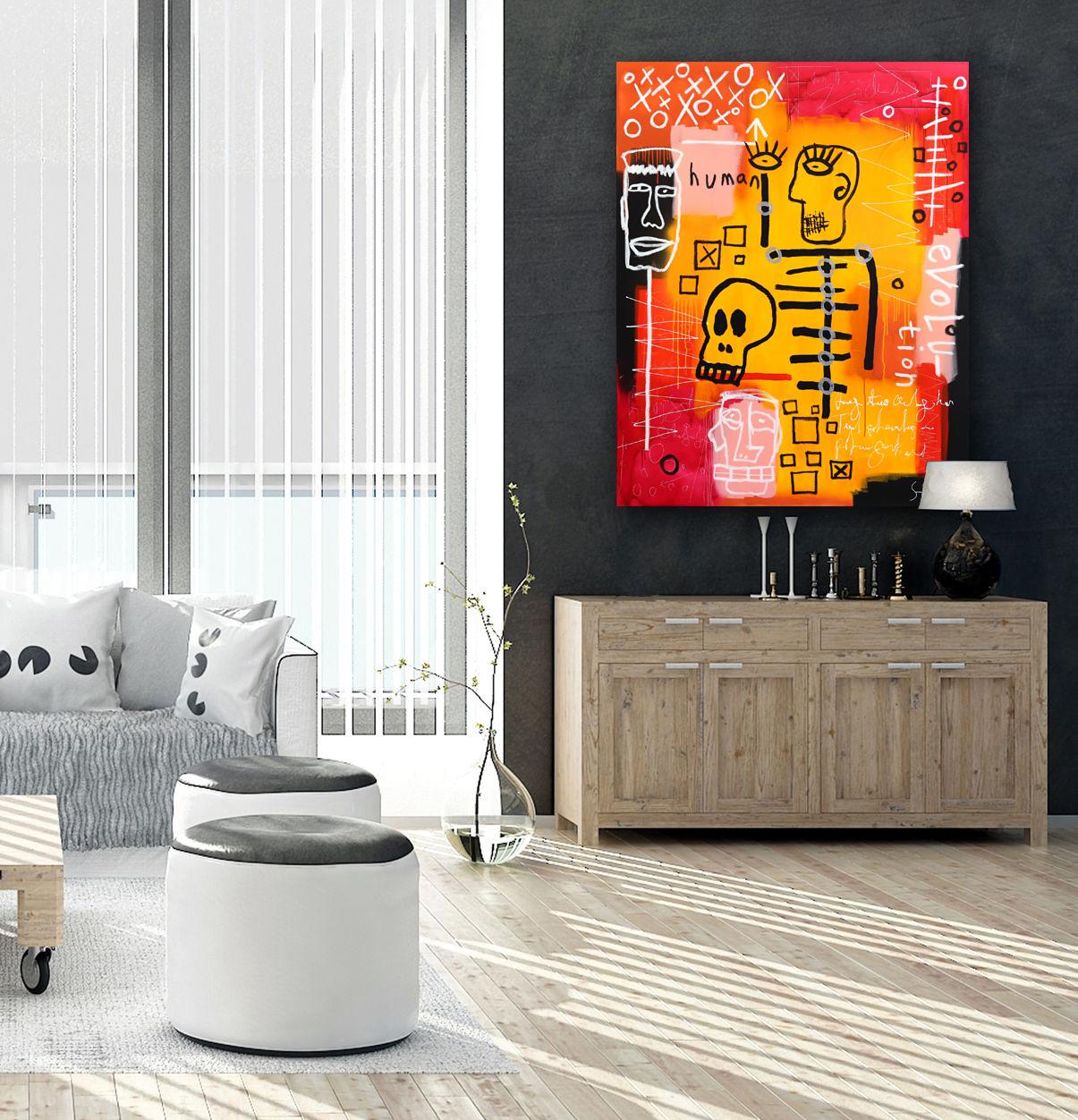 Évolution humaine 2 - Néo-expressionnisme Mixed Media Art par Soren Grau
