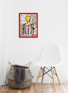 Uomo vivente - Pittura figurativa a tecnica mista su carta da giornale