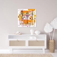 Three Good Men - Basquiat Inspired Figurative Colorful Original Art on Canvas