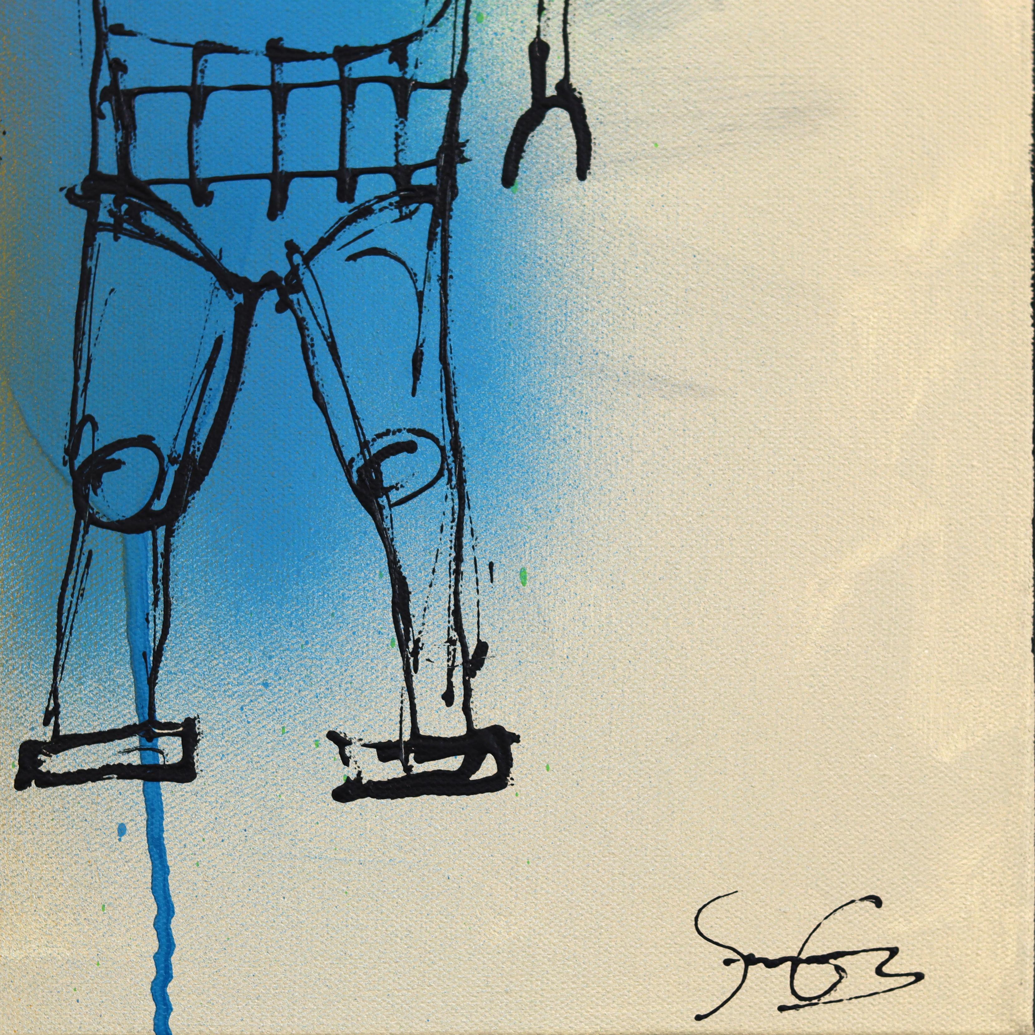 AI 2 - Original Figurative Robot Vibrant Color Drenched Modern Artwork on Canvas - Neo-Expressionist Painting by Soren Grau