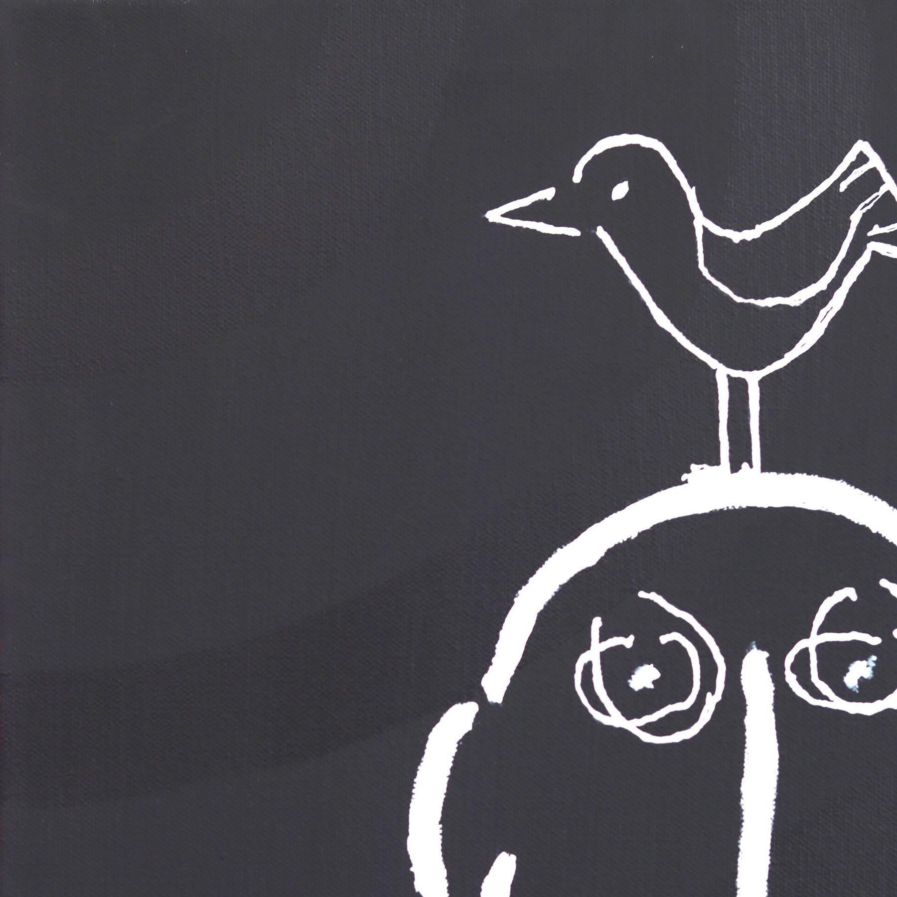 Birdhead 11 - Contemporary Quirky Figurative Mixed Media Artwork on Canvas - Neo-Expressionist Painting by Soren Grau