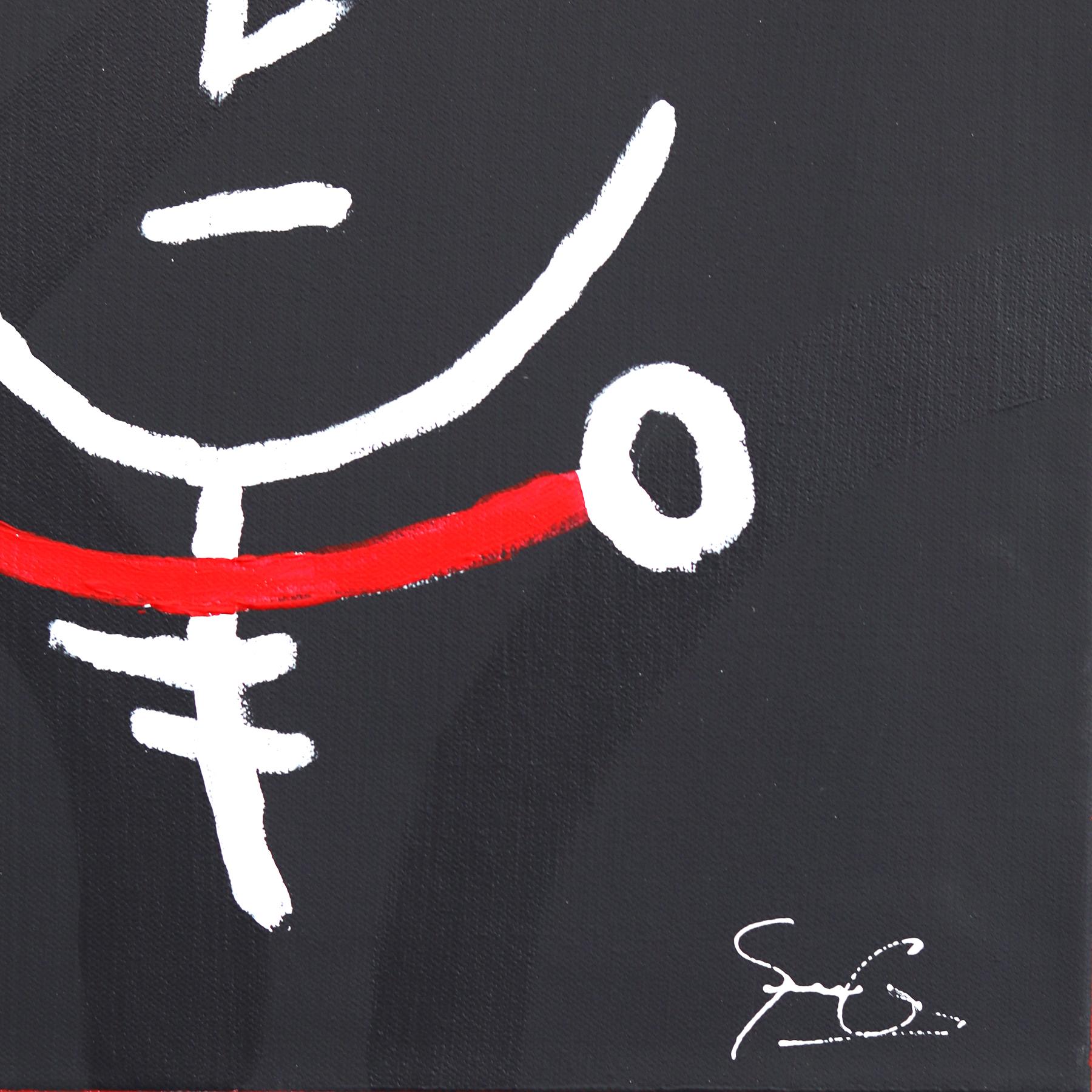 Birdhead 11 - Contemporary Quirky Figurative Mixed Media Artwork on Canvas For Sale 3