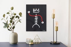 Crown of Stillness - Original Figurative Black, Red, White Abstract Artwork