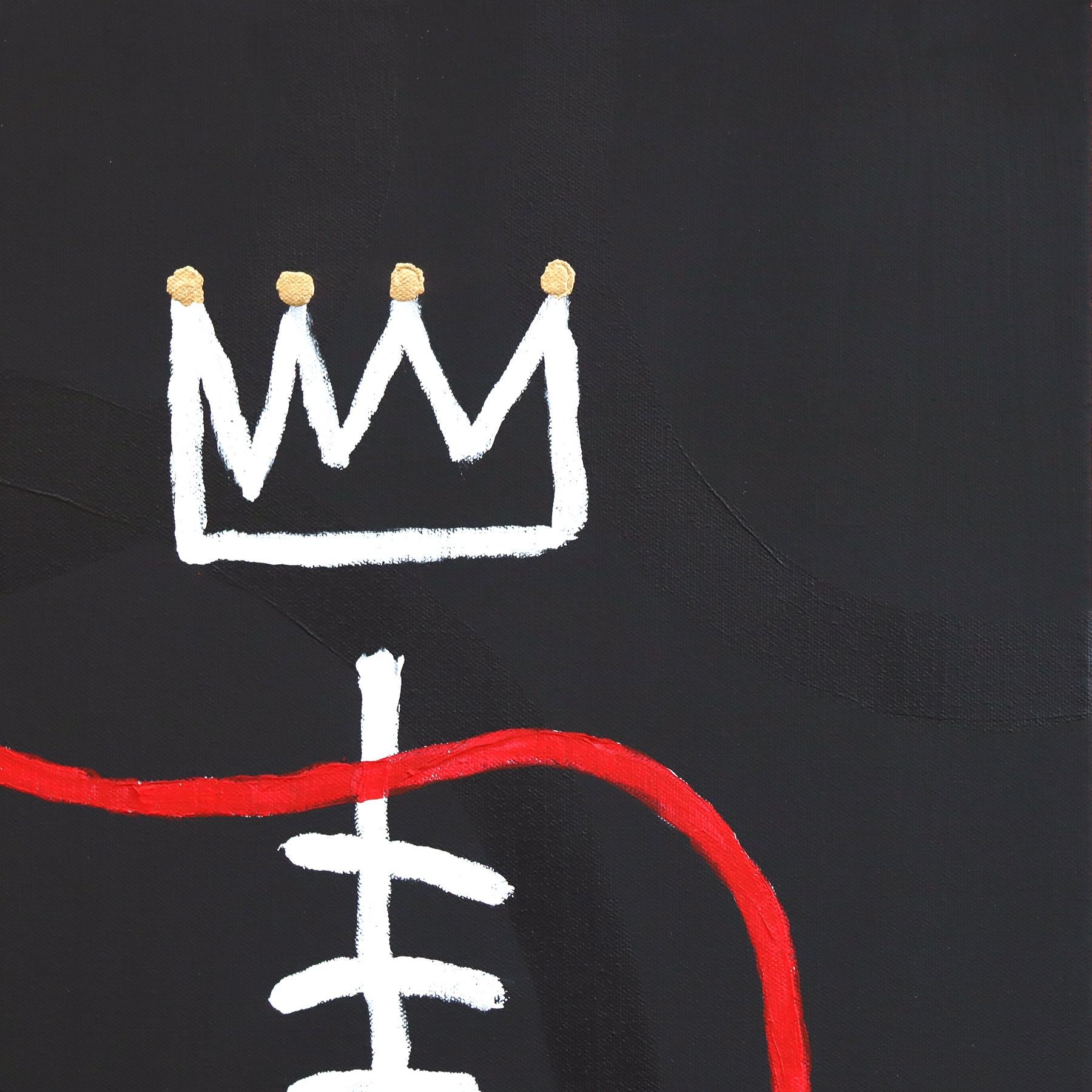 Crown of Stillness - Original Figurative Black, Red, White Abstract Artwork For Sale 1