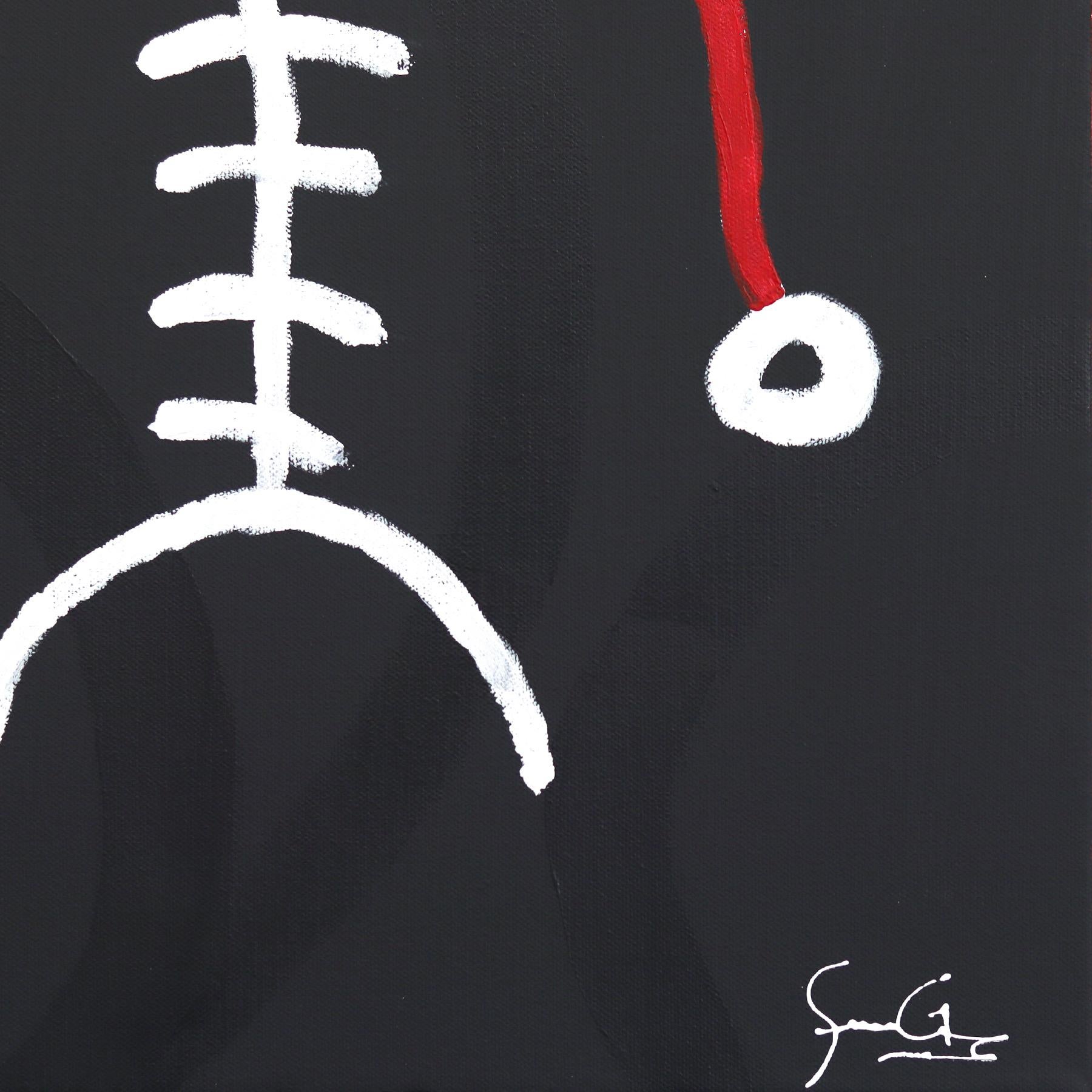 Crown of Stillness - Original Figurative Black, Red, White Abstract Artwork For Sale 4