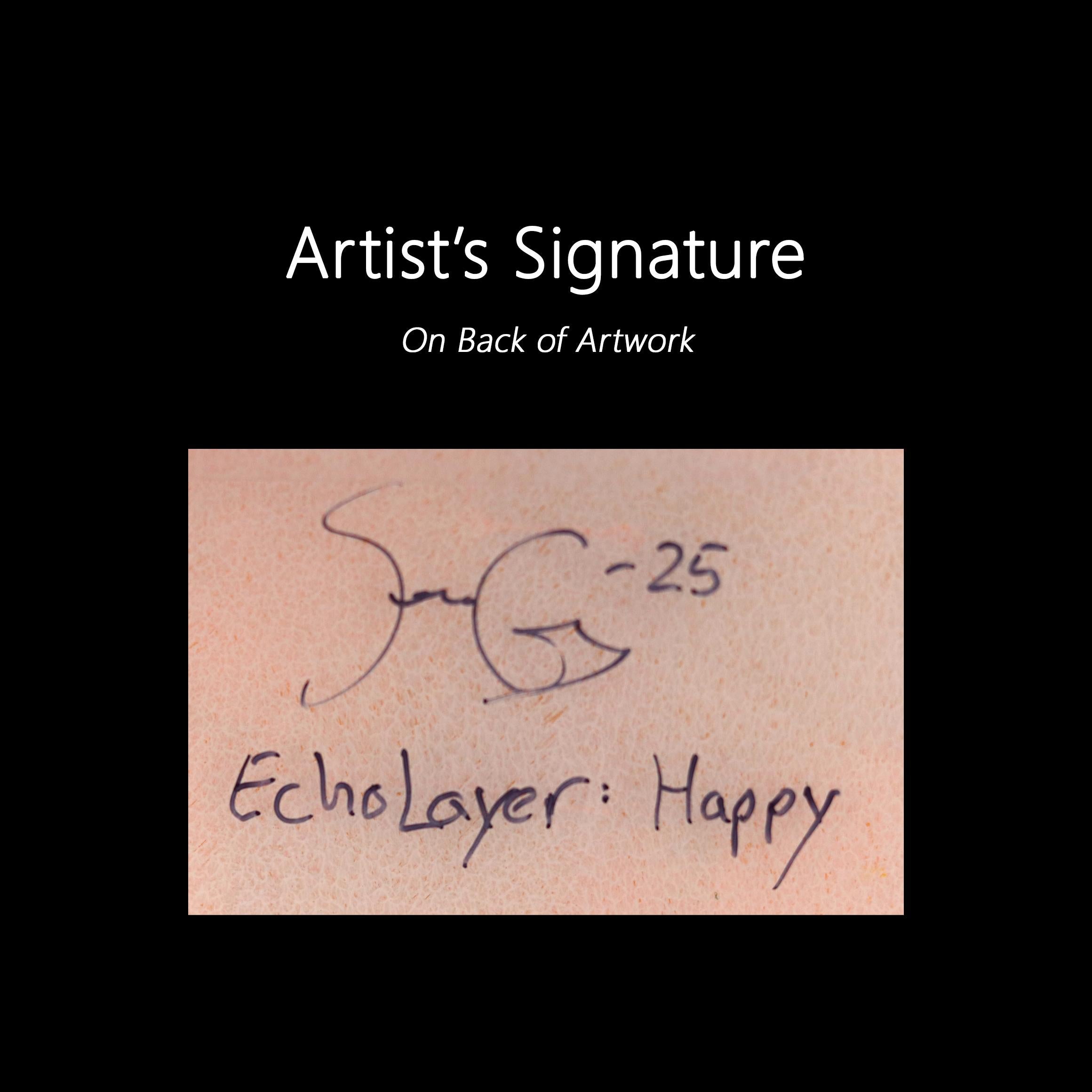 EchoLayer: Happy - Original Colorful Expressionist Abstract Figurative Artwork For Sale 8