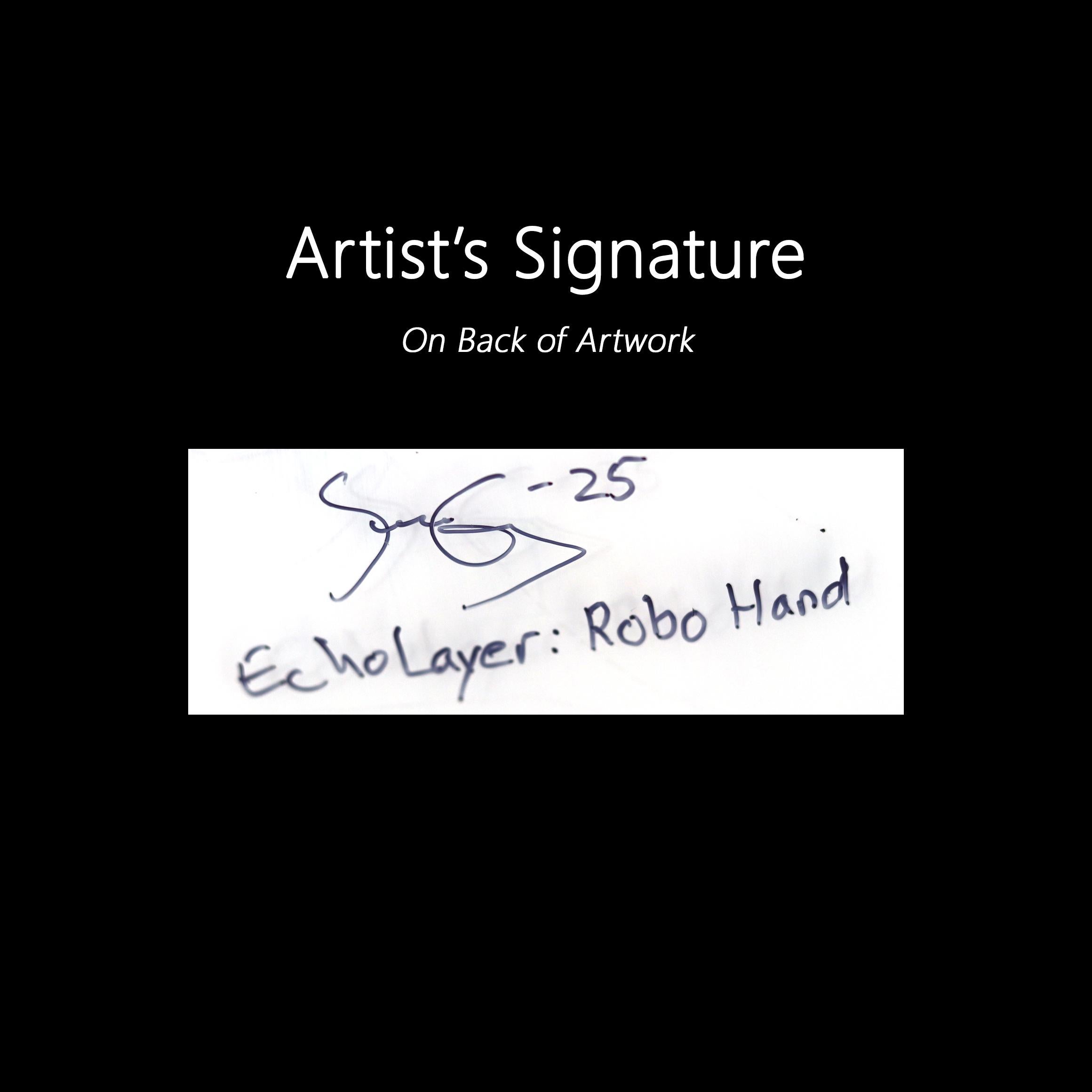 EchoLayer : Robo Hand - Original Light Blue Expressionist Abstract Layered Art en vente 7