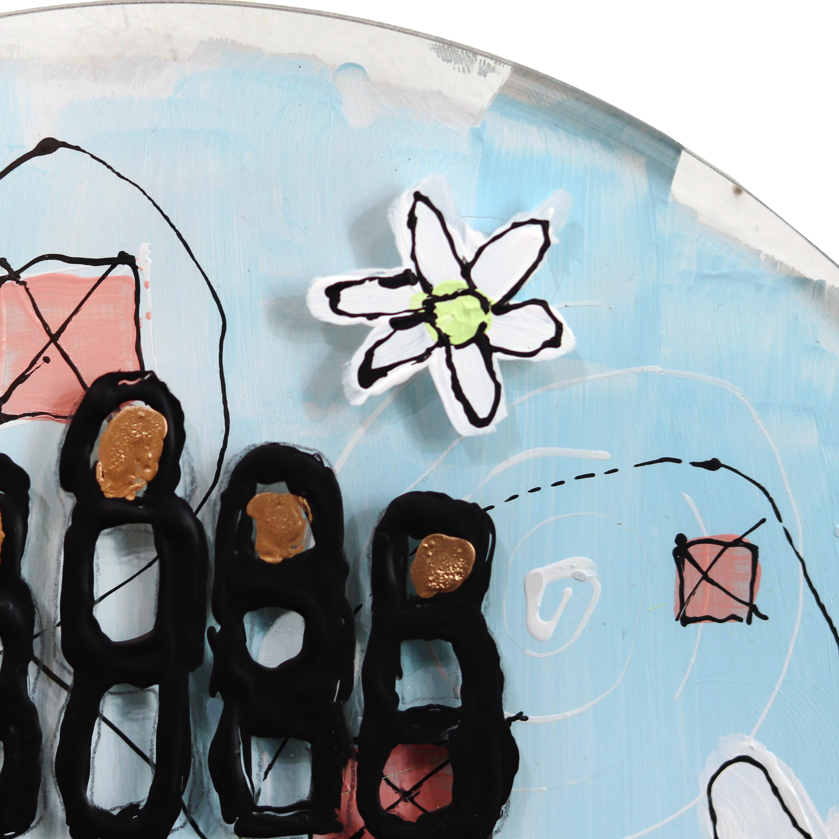 EchoLayer : Robo Hand - Original Light Blue Expressionist Abstract Layered Art en vente 2