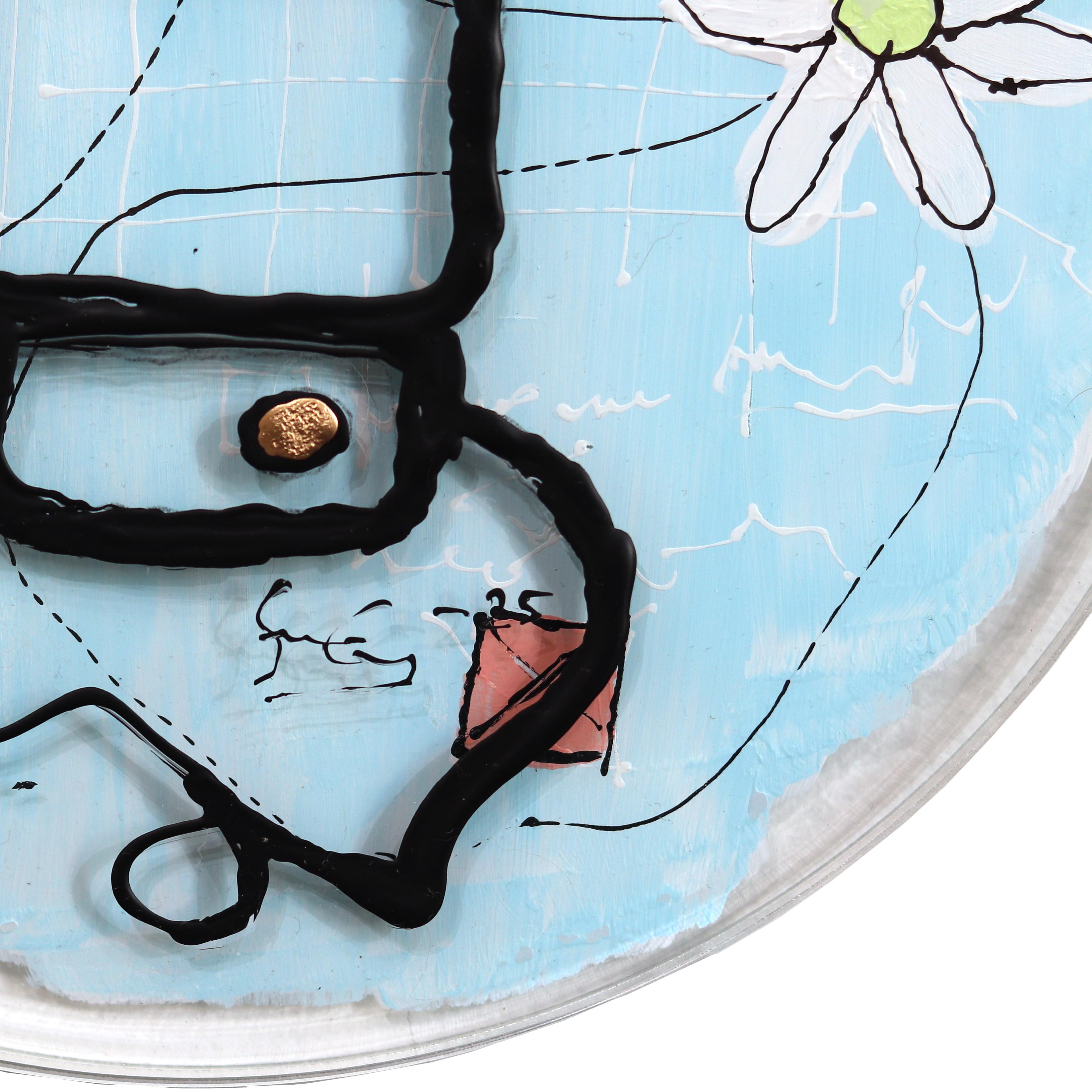 EchoLayer : Robo Hand - Original Light Blue Expressionist Abstract Layered Art en vente 5