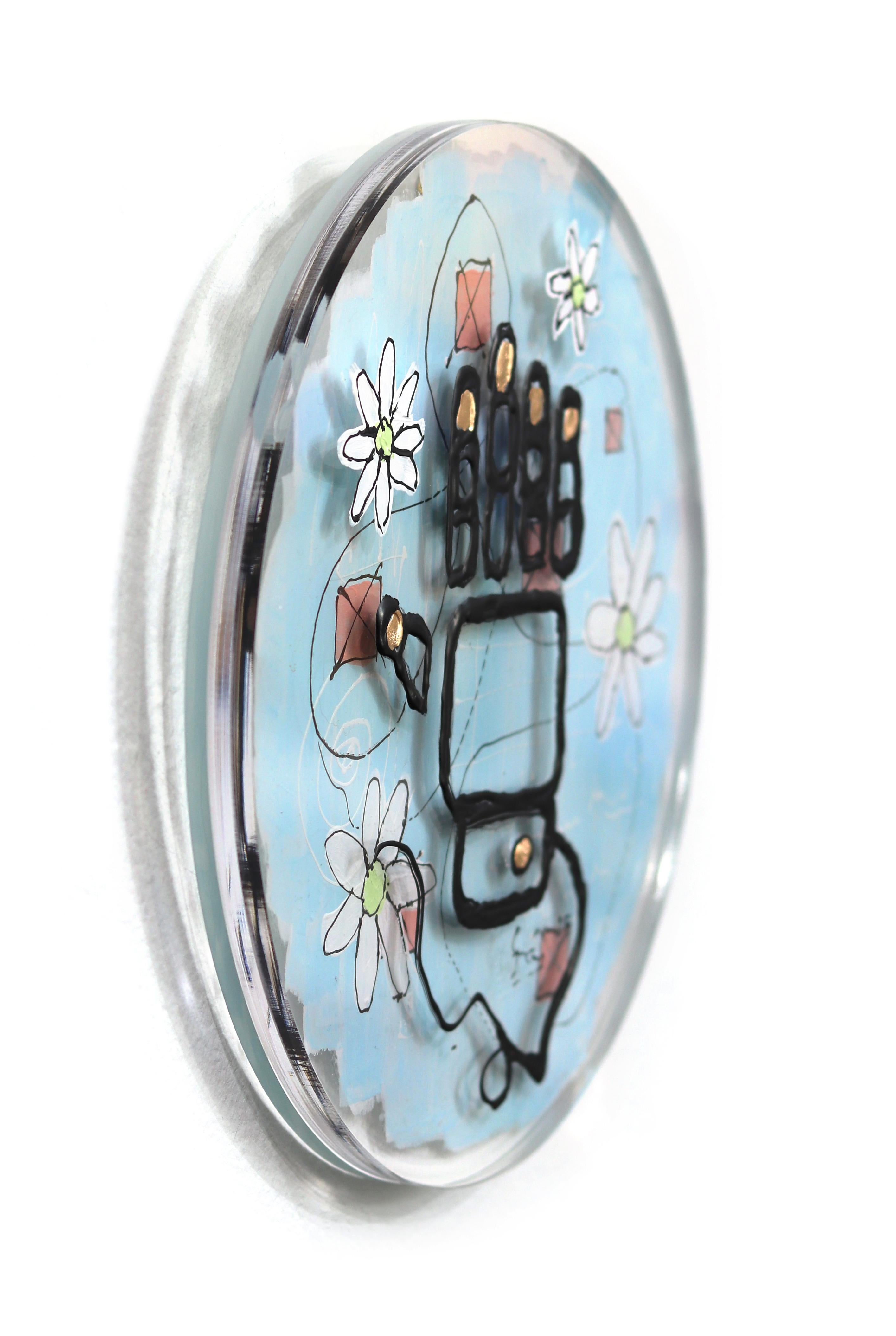 EchoLayer : Robo Hand - Original Light Blue Expressionist Abstract Layered Art en vente 6