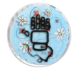 EchoLayer: Robo Hand - Original Light Blue Expressionist Abstract Layered Art