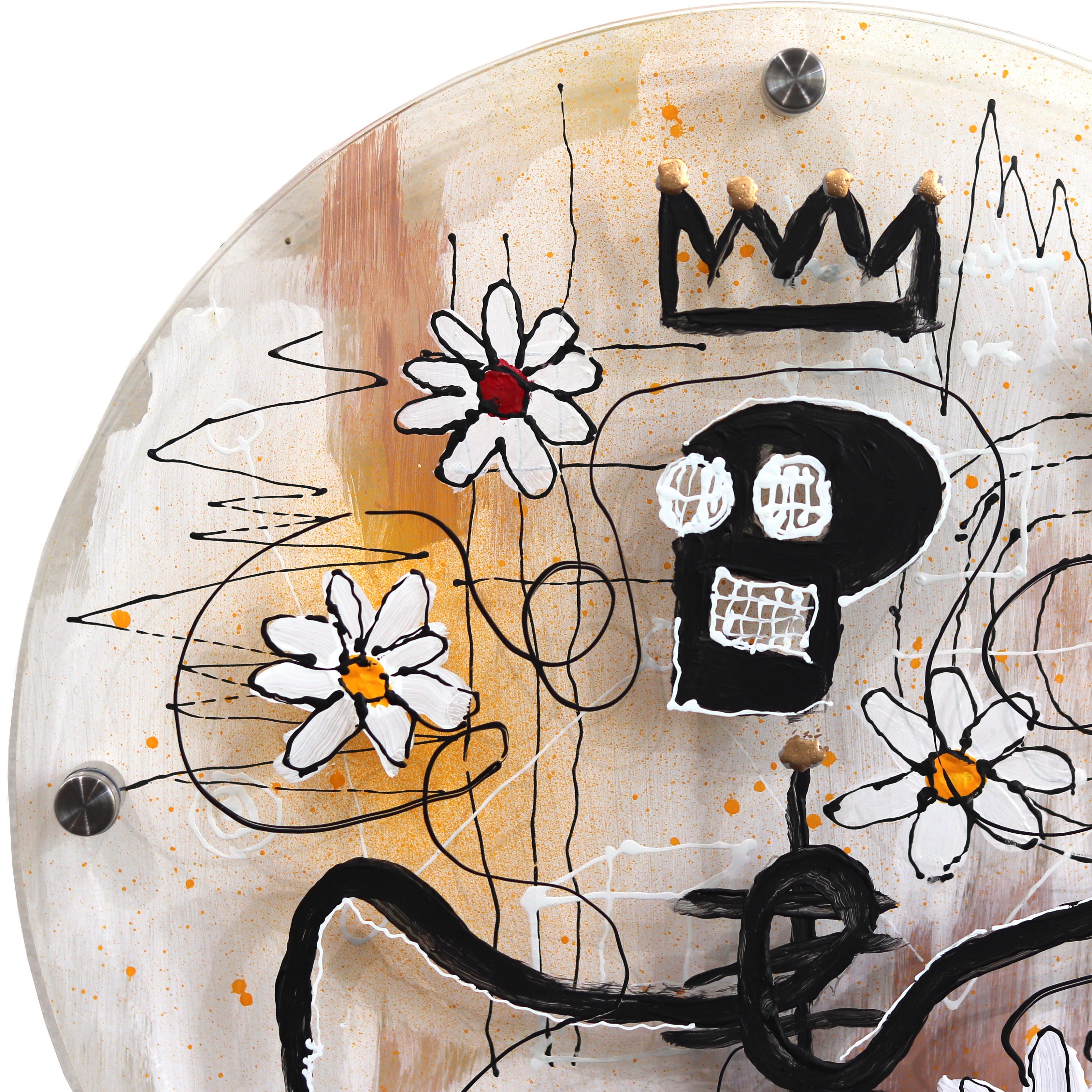 Echolayer: Royal - Obra original de arte urbano figurativo abstracto neoexpresionista - Abstract Painting Beige de Soren Grau