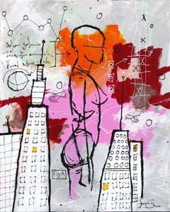 Figure A - Original Abstract Modern Figurative Mixed Media Artwork on Canvas