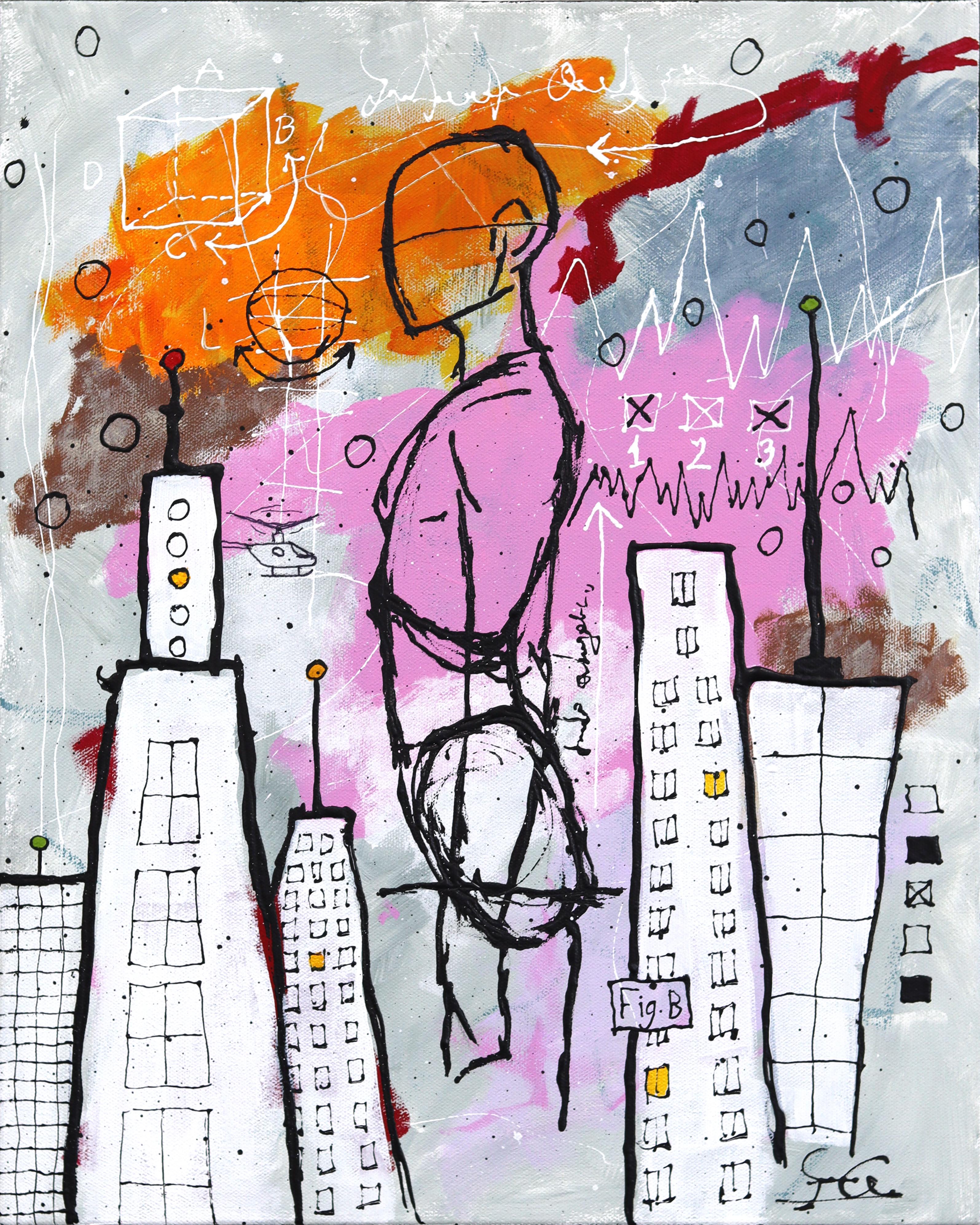 Figure B - Original Abstract Modern Figurative Mixed Media Artwork on Canvas