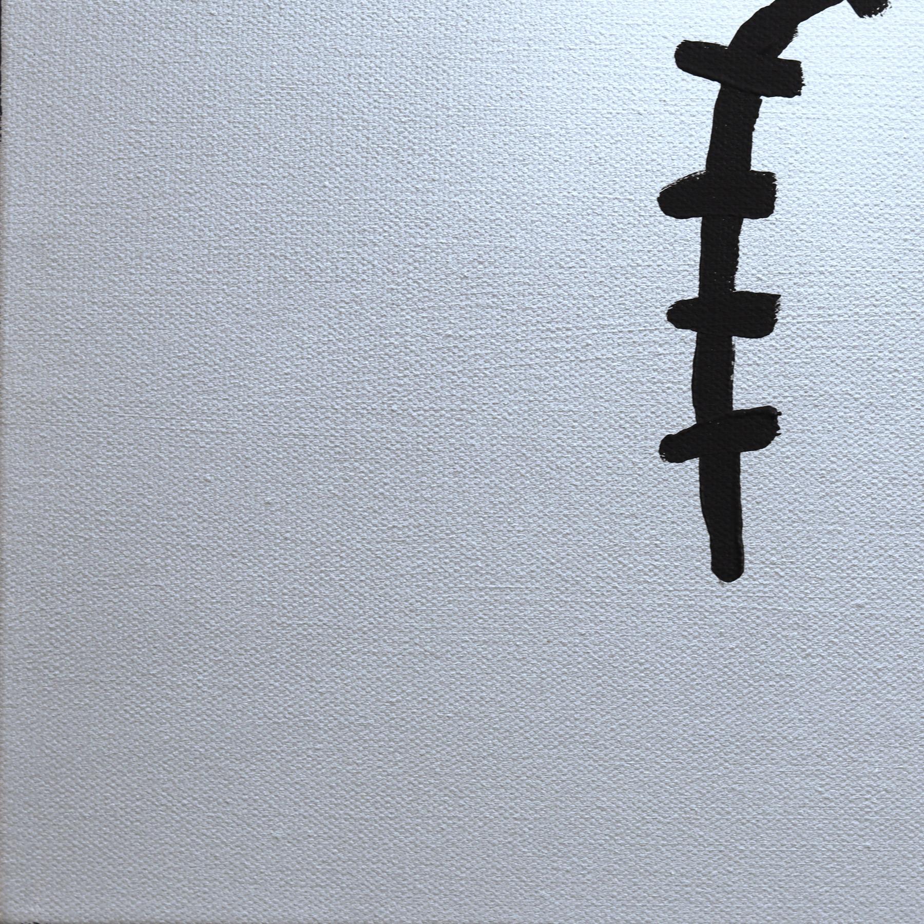 Halo Stickman - Quirky Abstract Modern Figurative Mixed Media Artwork on Canvas For Sale 2