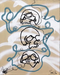 Hear See Speak - Abstract Figurative Skulls Mixed Media Urban Artwork on Canvas