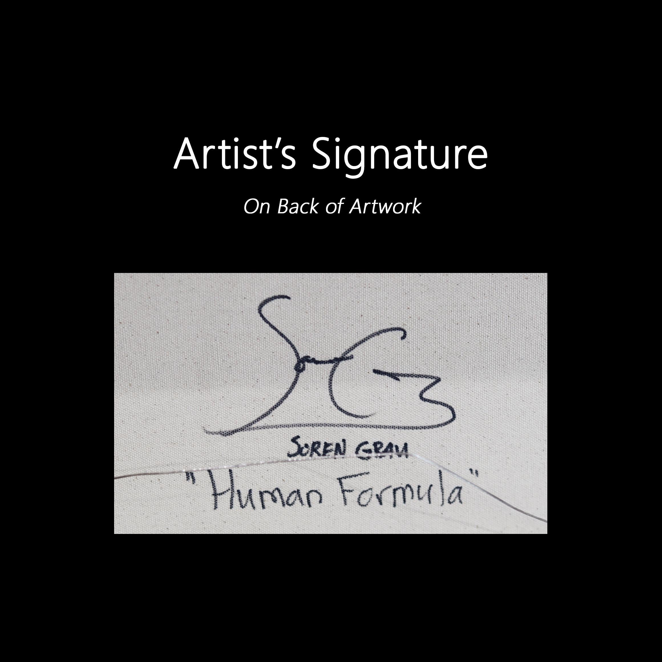 Human Formula - Red & Yellow Abstract Quirky Figurative Mixed Media Artwork For Sale 5