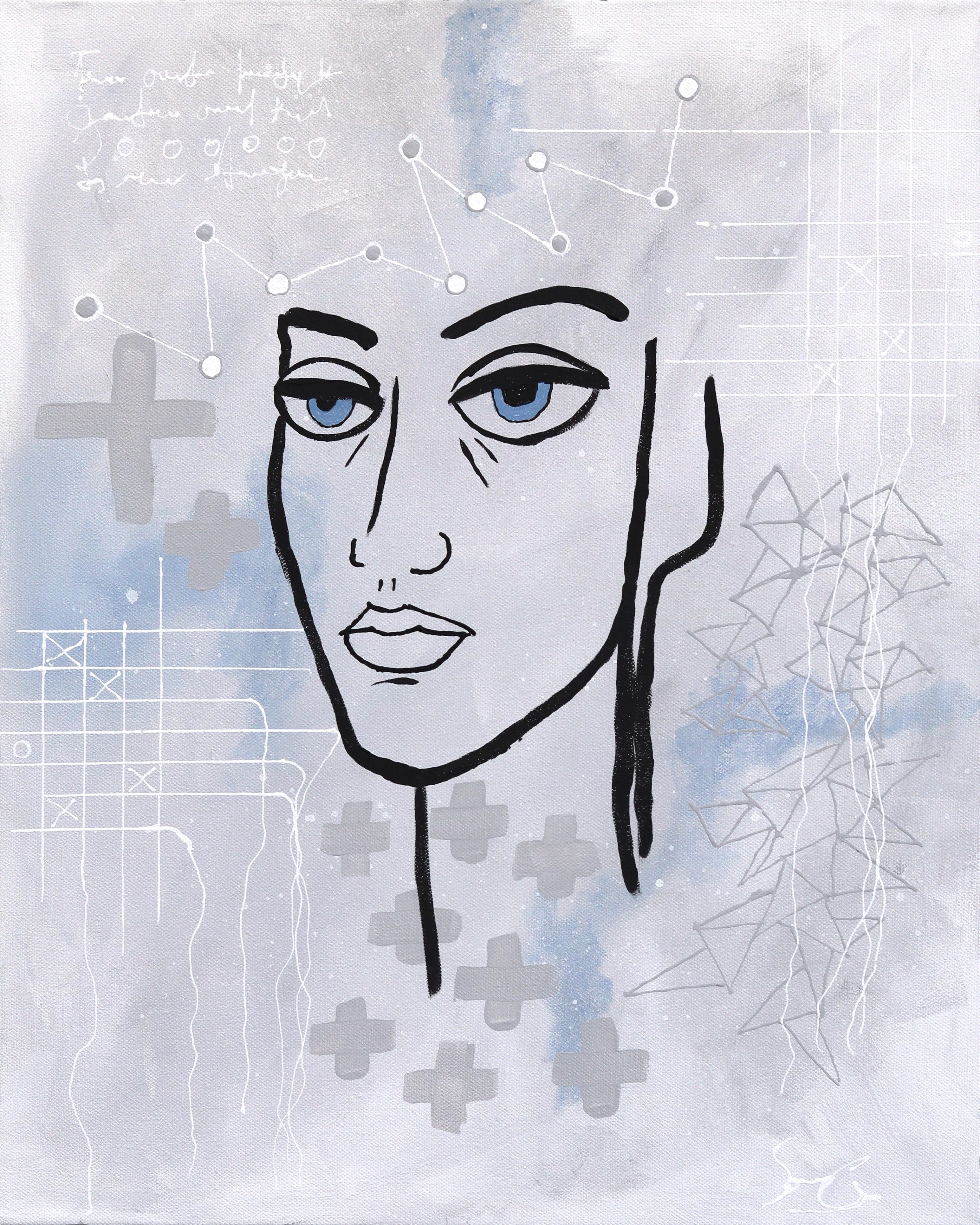 Soren Grau Abstract Painting - Maybe Tomorrow - Contemporary Abstract Figurative Mixed Media Art on Canvas