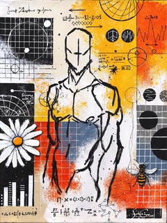 Protokoll 27 - Abstrakte figurative Farbe getränkt Mixed Media Kunstwerk auf Leinwand