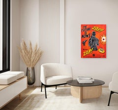 Raygun Gothic - Vibrant Abstract Figurative Mixed Media Urban Artwork on Canvas