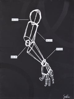 Schematic 11 - Tableau moderne noir et blanc abstrait figuratif de rue sur toile
