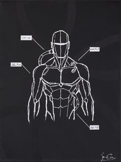 Schematic 17 - Modern Black & White Abstract Figurative Street Artwork on Canvas