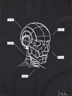 Schematic 21 - Art moderne noir et blanc abstrait figuratif de rue sur toile