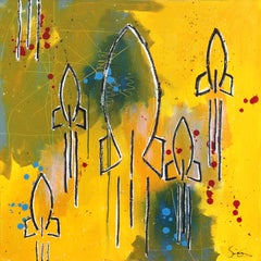 Rockets - Yellow Neo-Expressionist Figurative Artwork