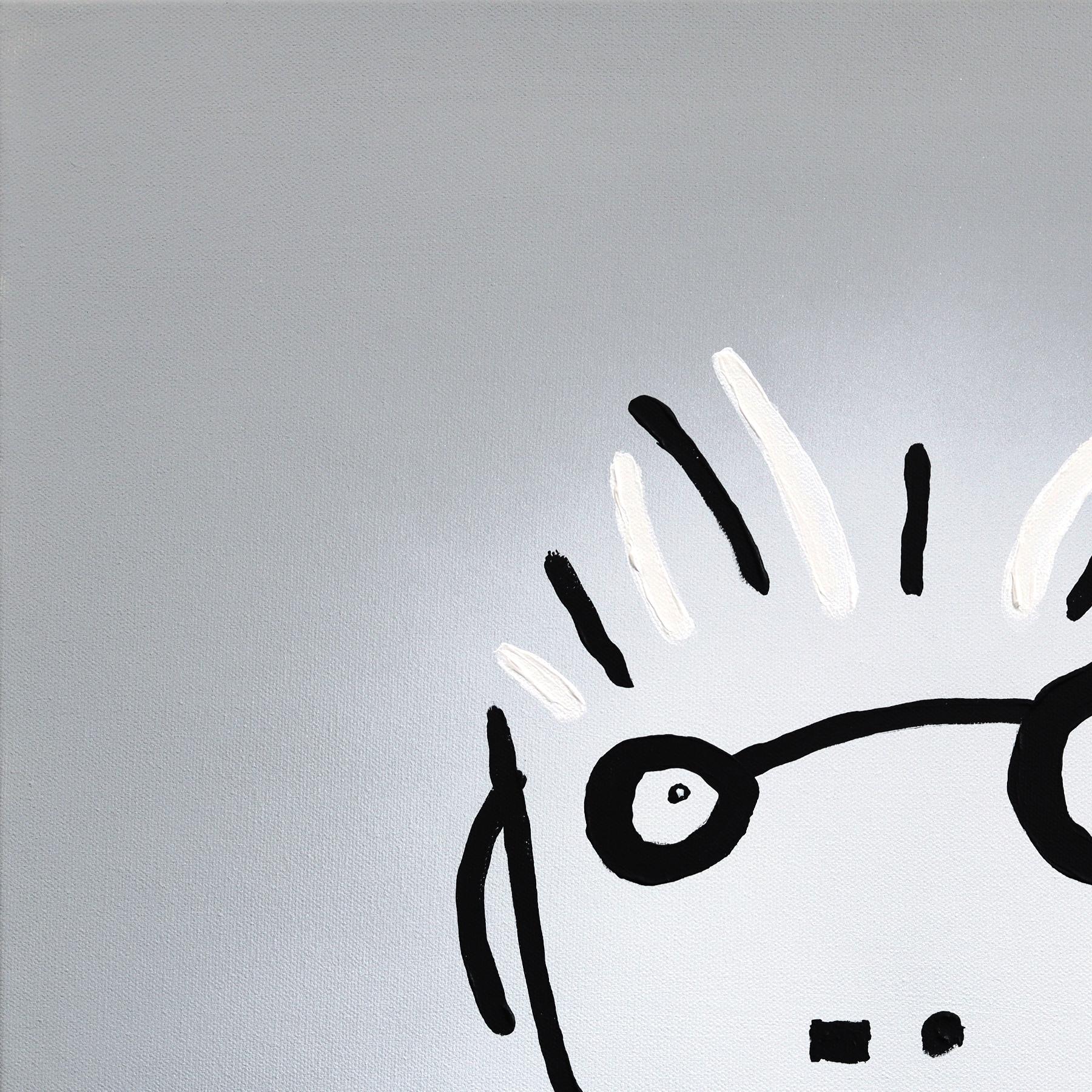 Spike Head - Abstract Quirky Figurative Portrait Mixed Media Artwork on Canvas - Neo-Expressionist Painting by Soren Grau