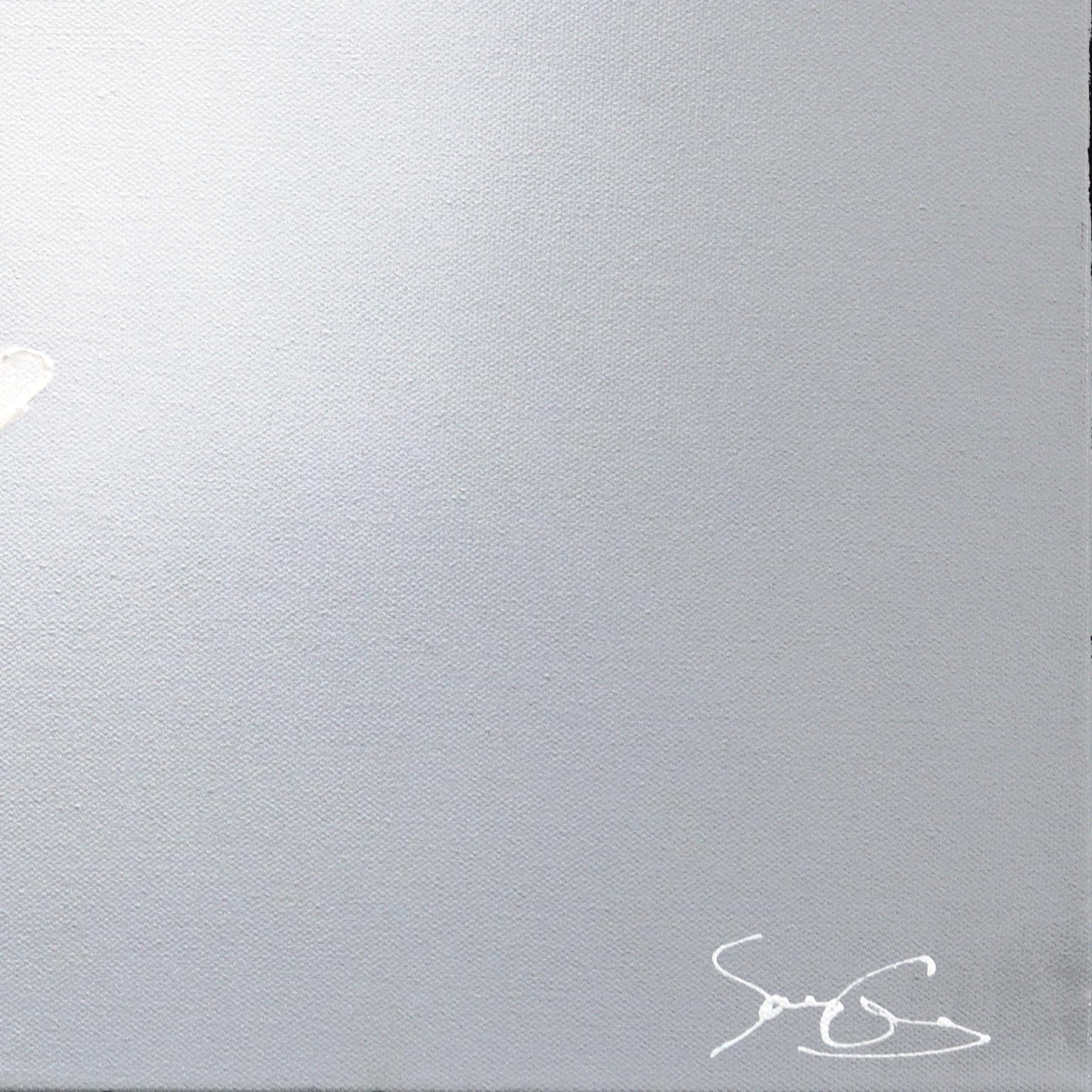 Spike Head - Abstract Quirky Figurative Portrait Mixed Media Artwork on Canvas For Sale 3