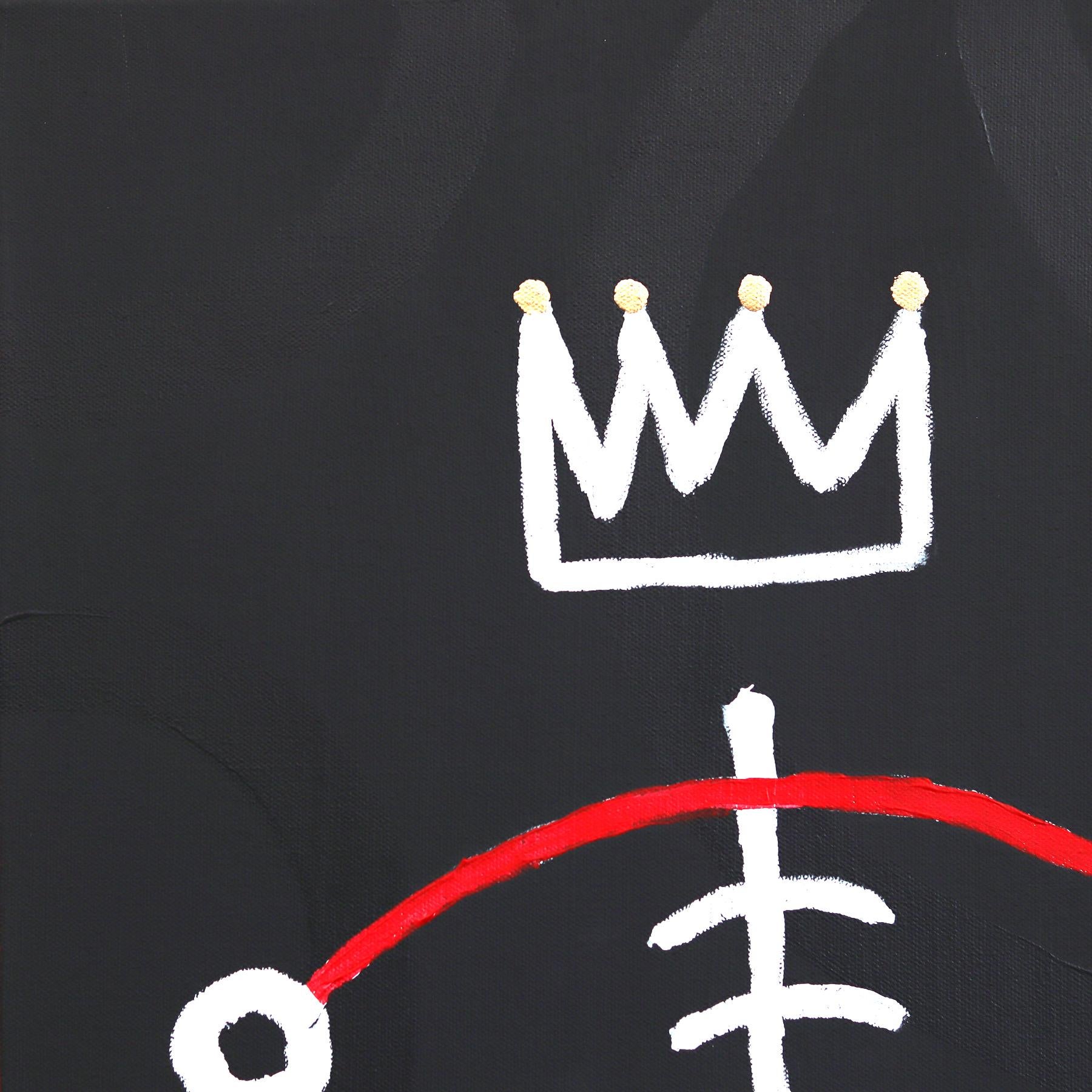 Der kopflose König - Original Figuratives Schwarz, Rot, Weiß Abstraktes Kunstwerk (Neue Wilde), Painting, von Soren Grau