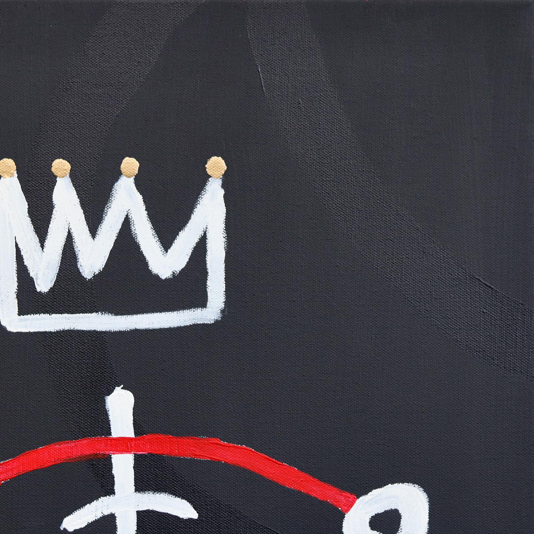 Der kopflose König - Original Figuratives Schwarz, Rot, Weiß Abstraktes Kunstwerk im Angebot 1