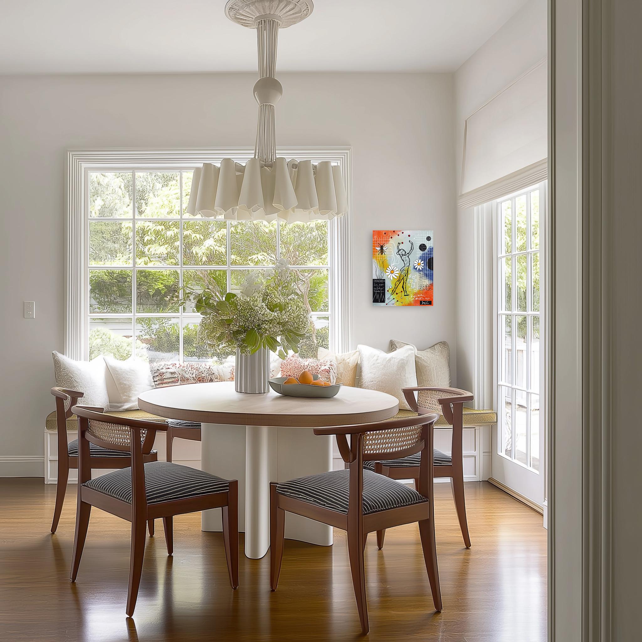 The Leap - Original Abstract Modern Figurative Mixed Media Artwork on Canvas - Painting de Soren Grau