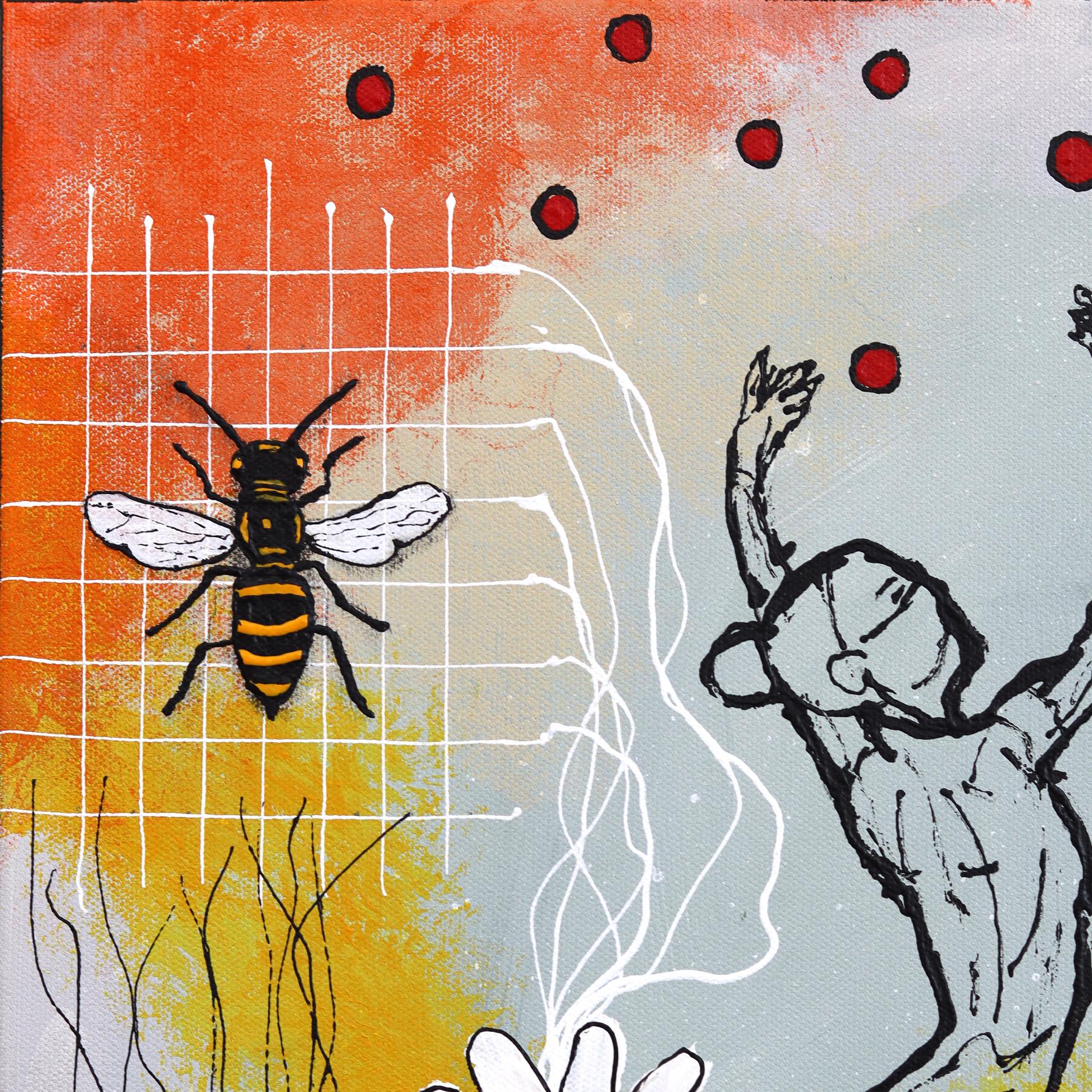 The Leap - Original Abstract Modern Figurative Mixed Media Artwork on Canvas - Néo-expressionnisme Painting par Soren Grau